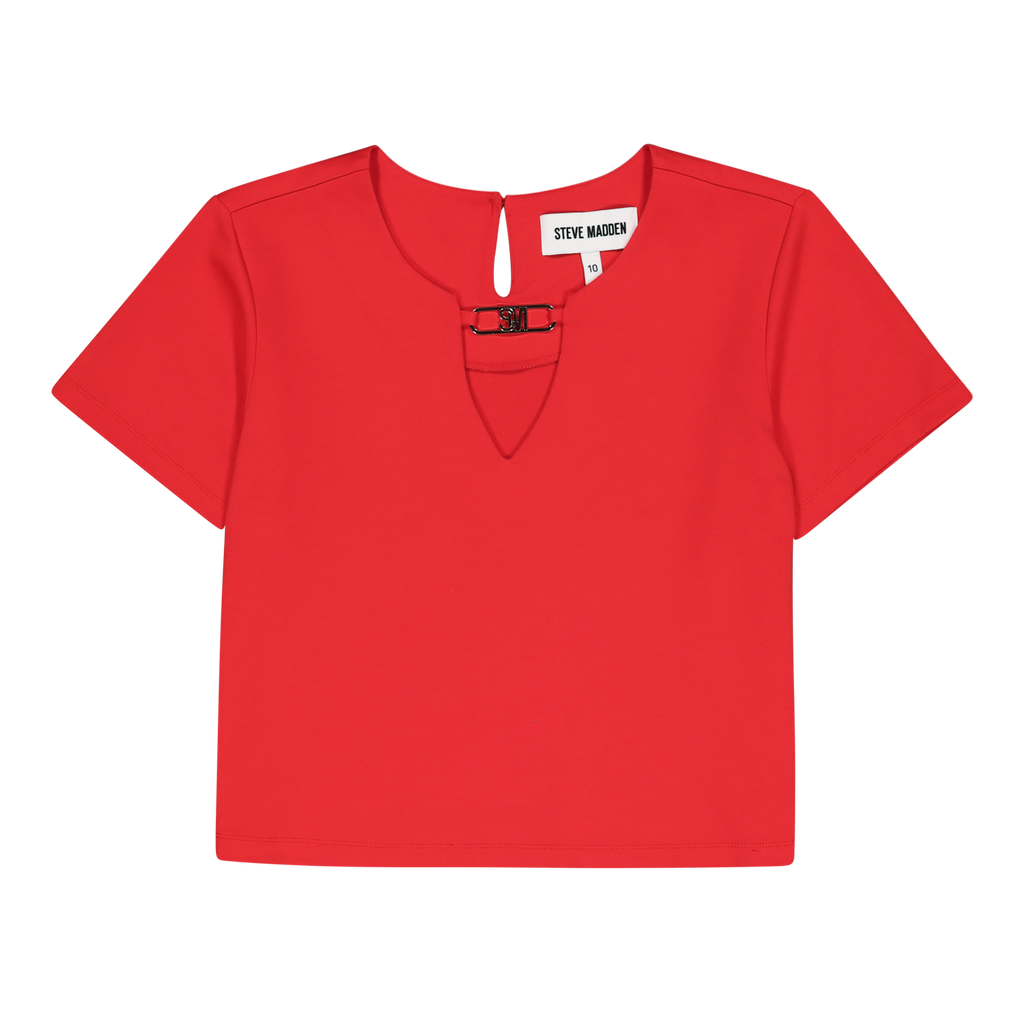 HAILEY RED TOP WITH LOGO TRIM