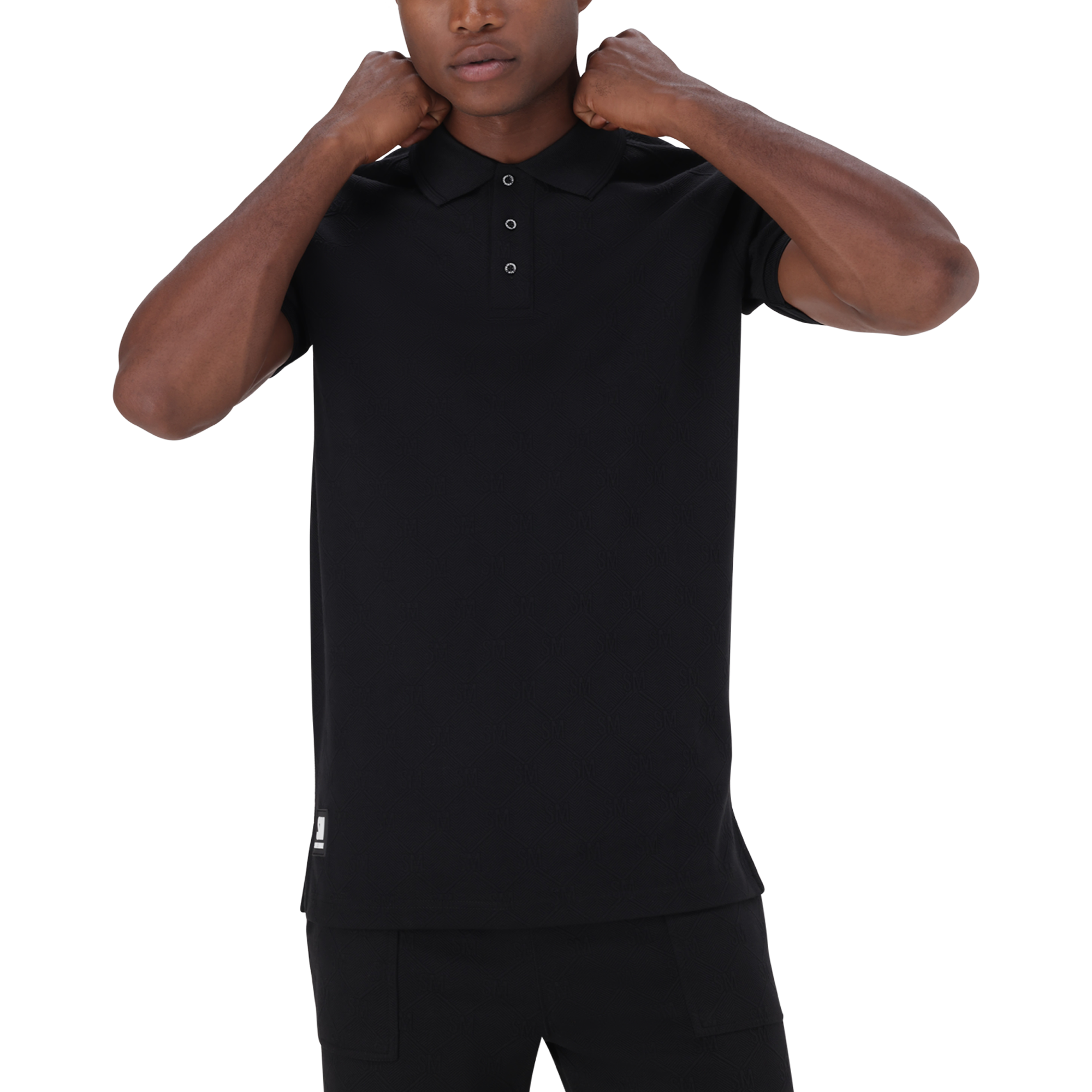 PAUL BLACK JACQUARD EMBOSSED GOLFER