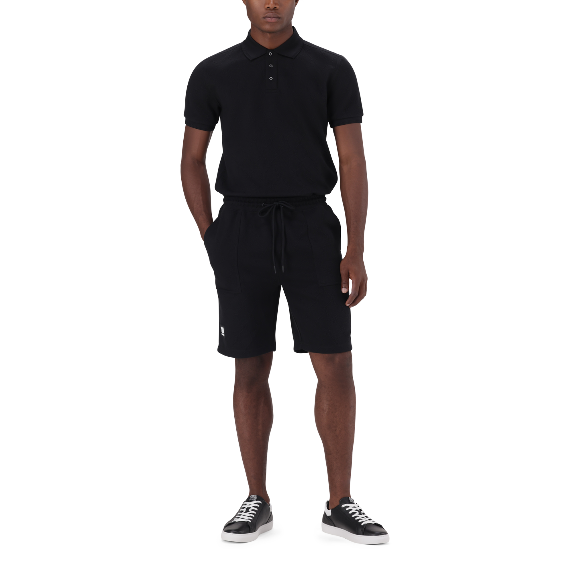 JASPER BLACK JACQUARD EMBOSSED SHORTS