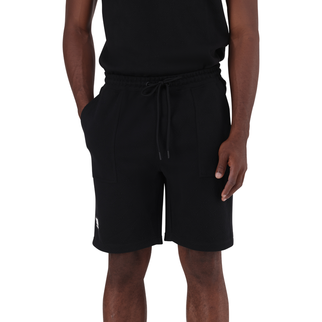 JASPER BLACK JACQUARD EMBOSSED SHORTS