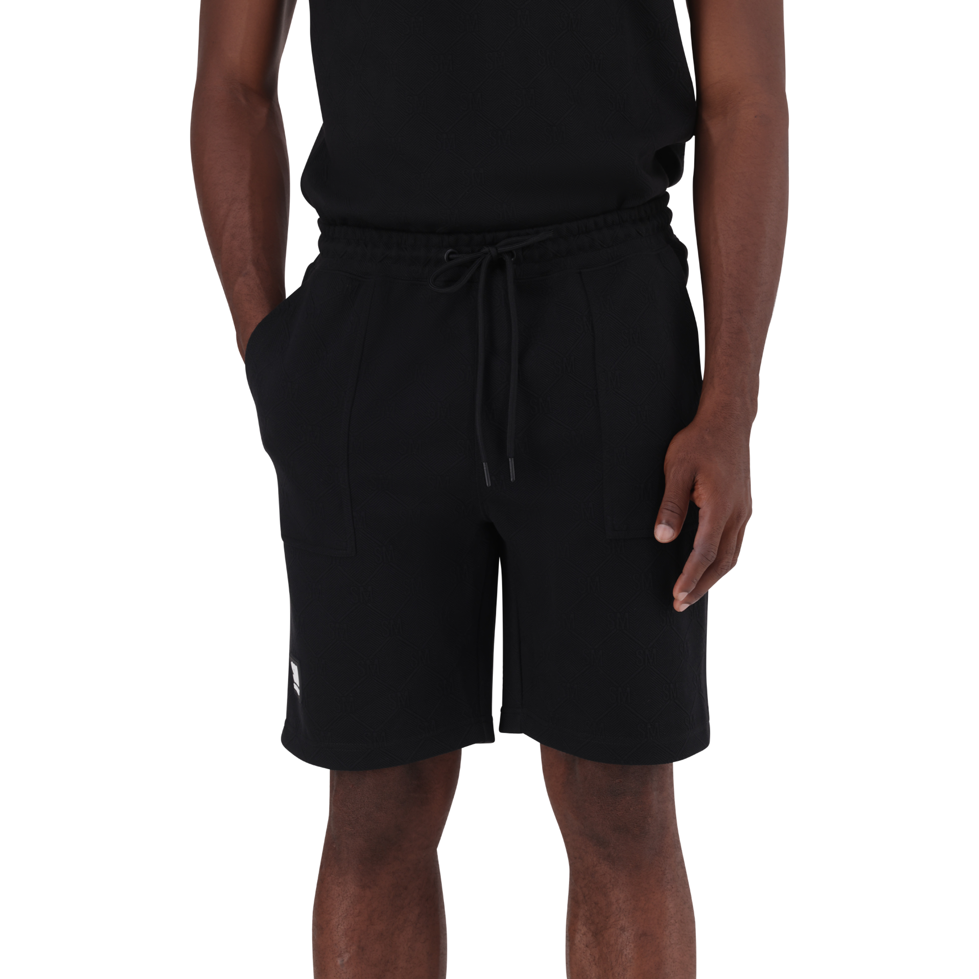 JASPER BLACK JACQUARD EMBOSSED SHORTS