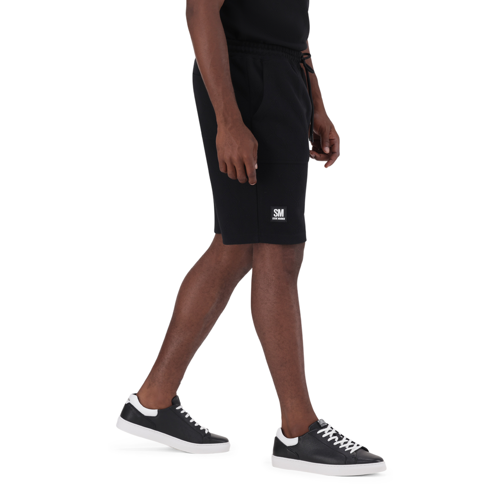 JASPER BLACK JACQUARD EMBOSSED SHORTS