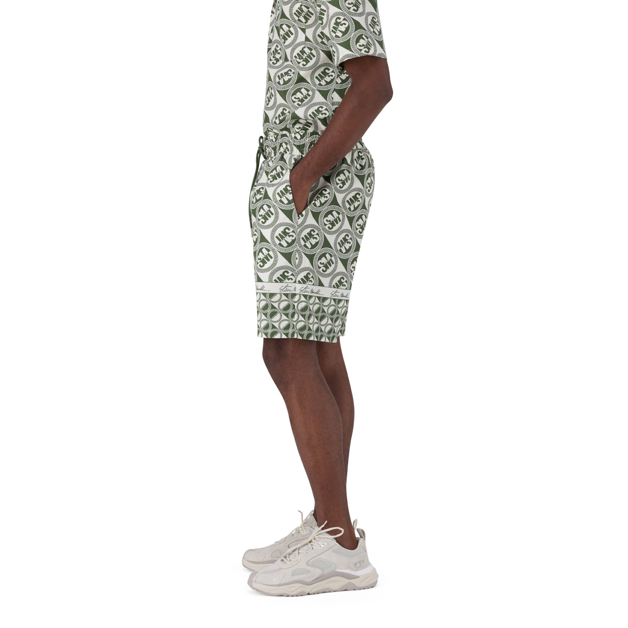 LOUIS FATIGUE/CREAM LOGO PRINTED SHORTS