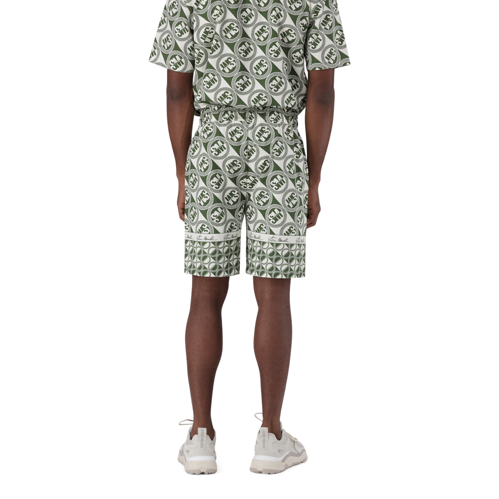 LOUIS FATIGUE/CREAM LOGO PRINTED SHORTS