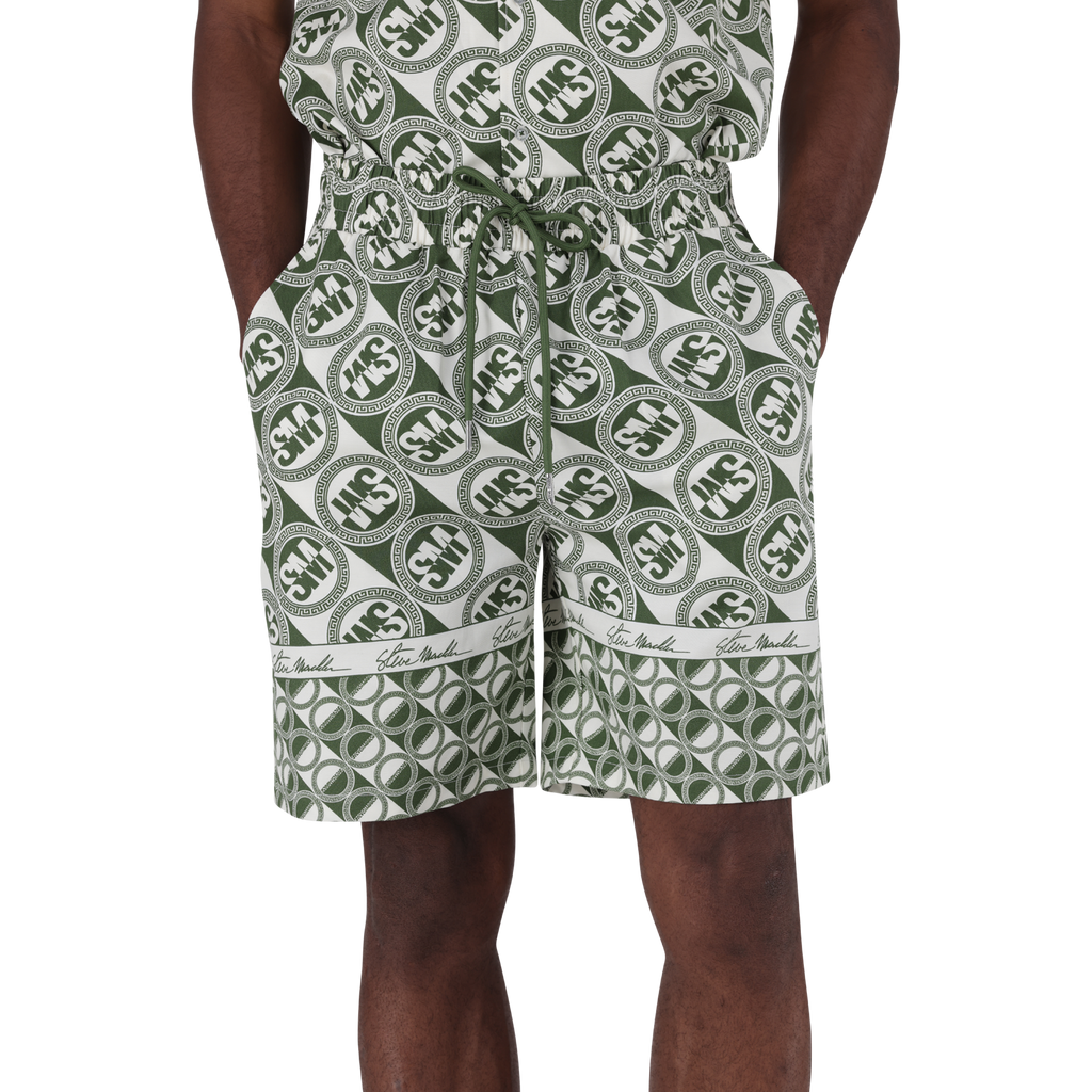 LOUIS FATIGUE/CREAM LOGO PRINTED SHORTS