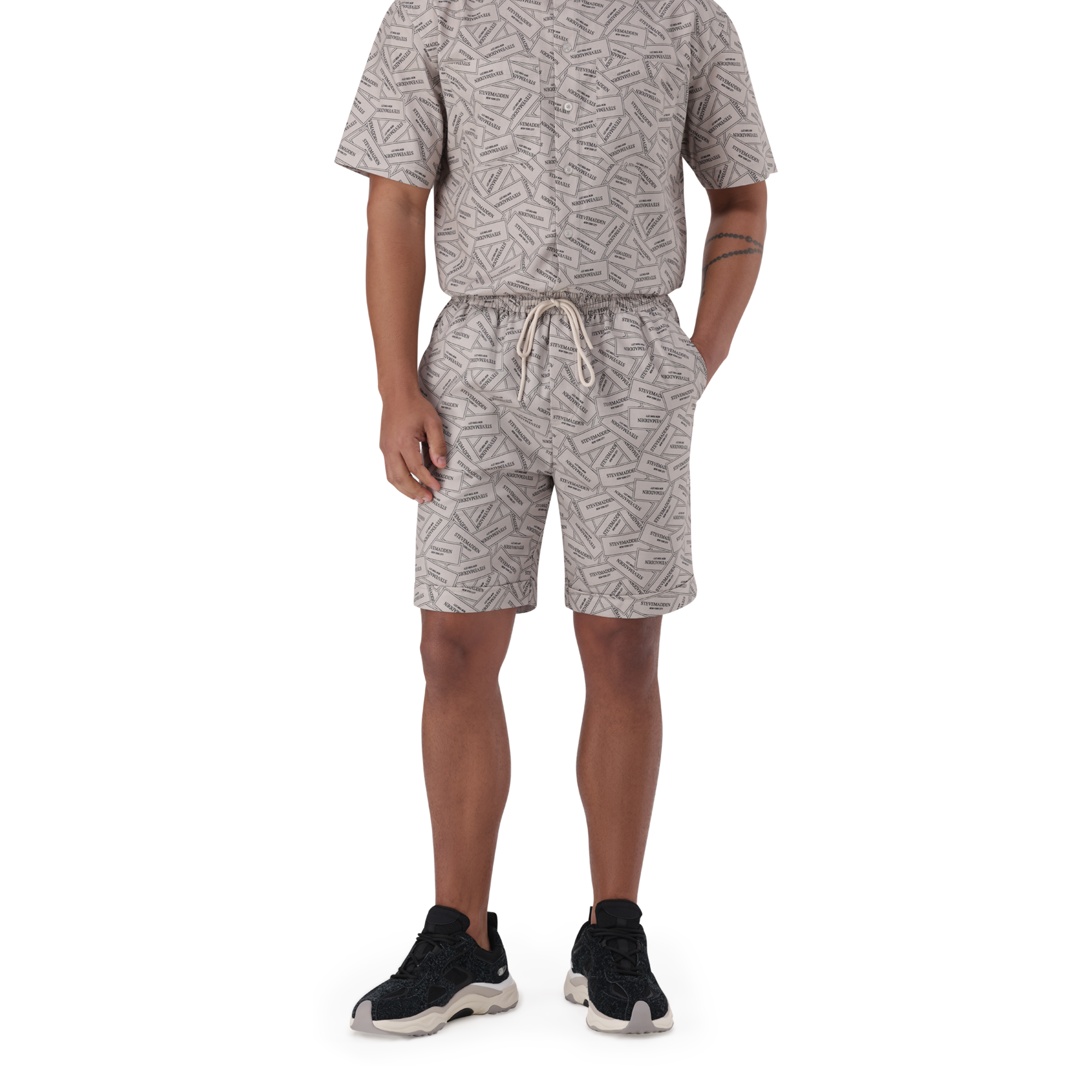 LEWIS KHAKI PRINTED SHORTS