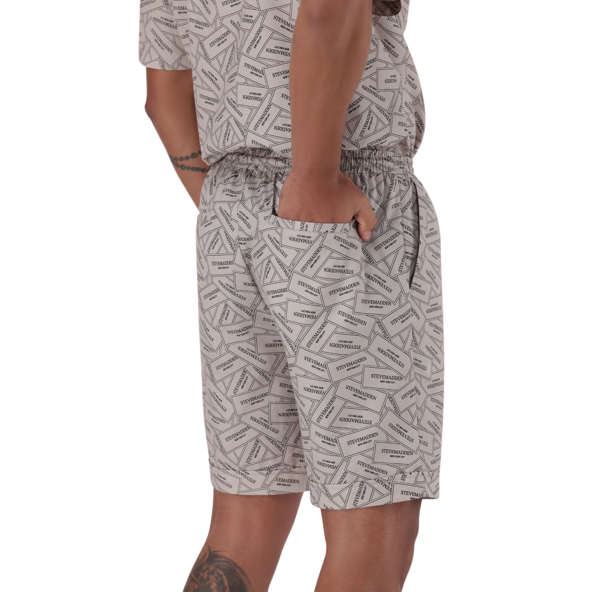 LEWIS KHAKI PRINTED SHORTS