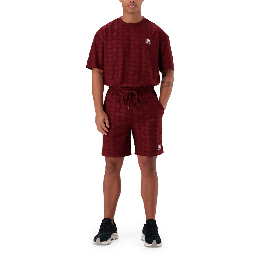HARRY BURGUNDY EMBOSSED SHORTS