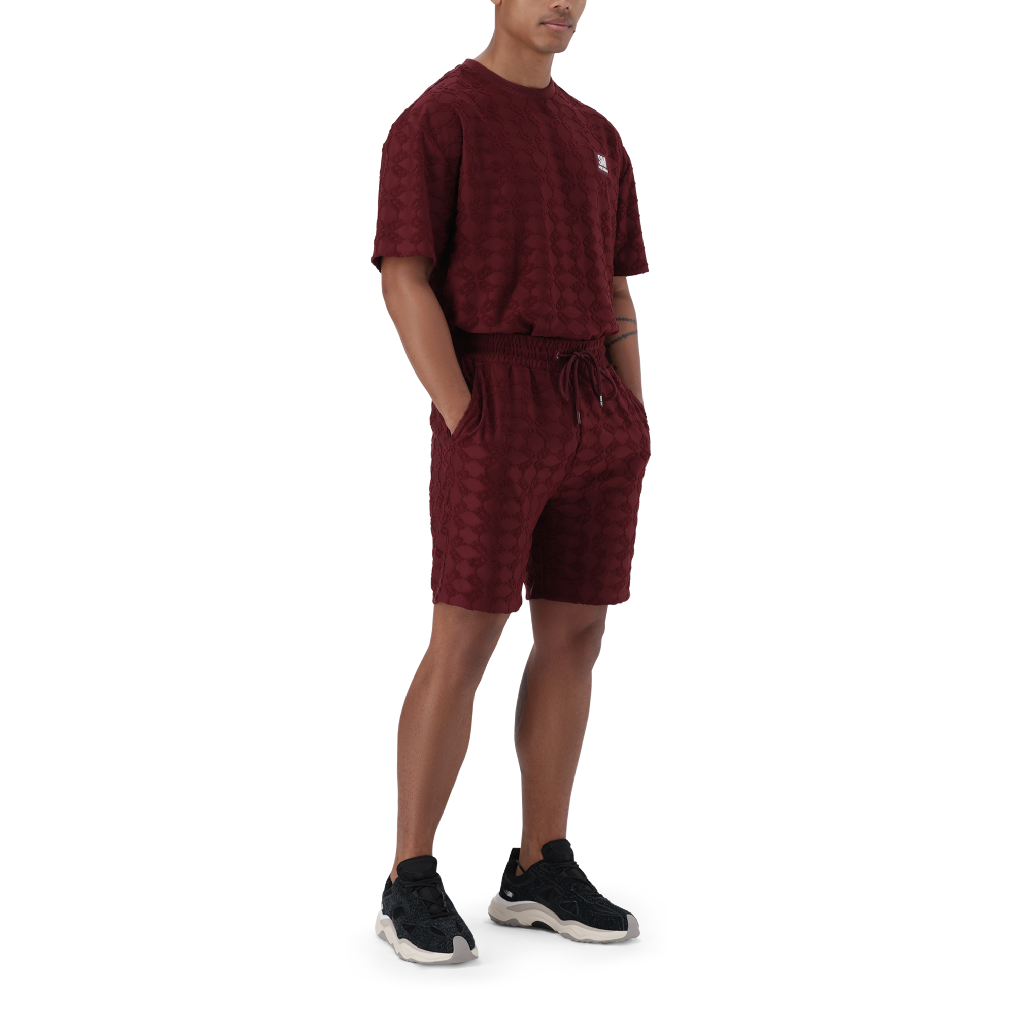 HARRY BURGUNDY EMBOSSED SHORTS