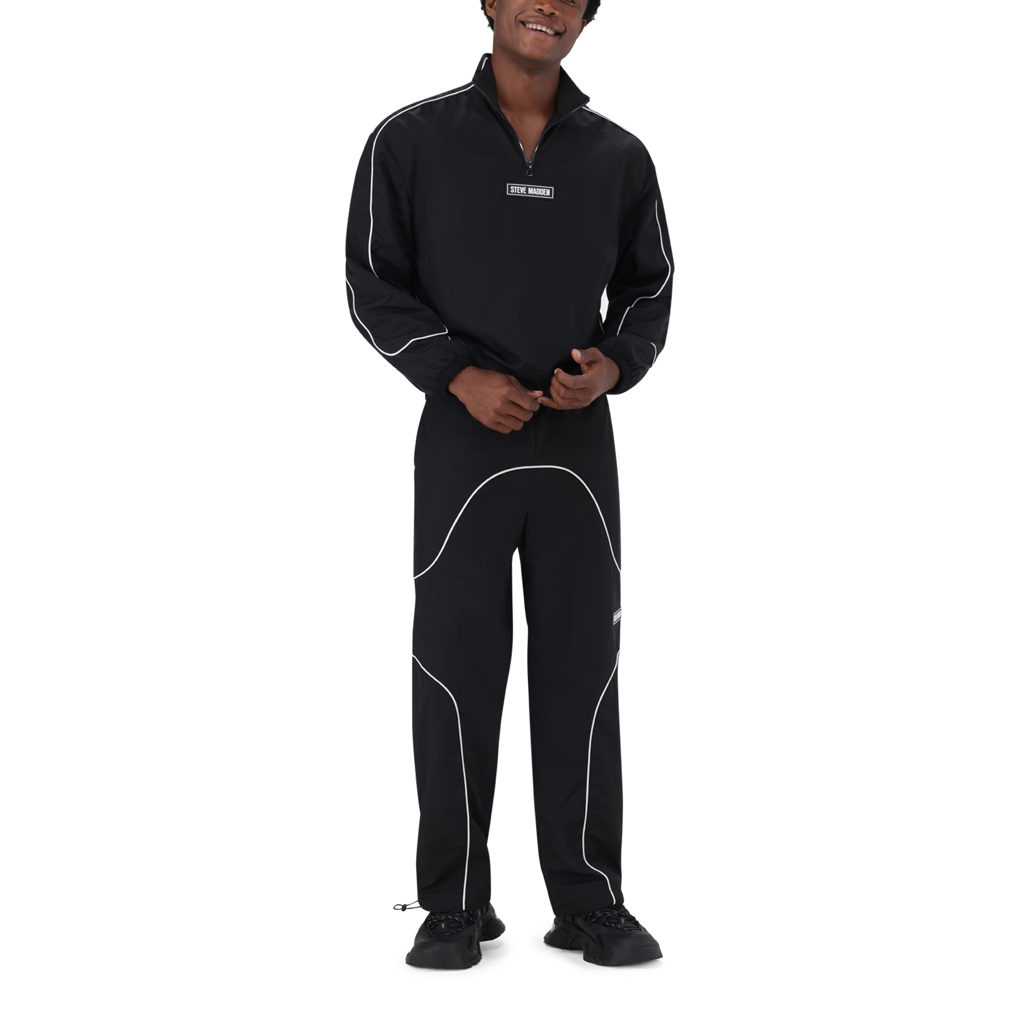 PLATO BLACK WHITE PIPING TRACK TOP