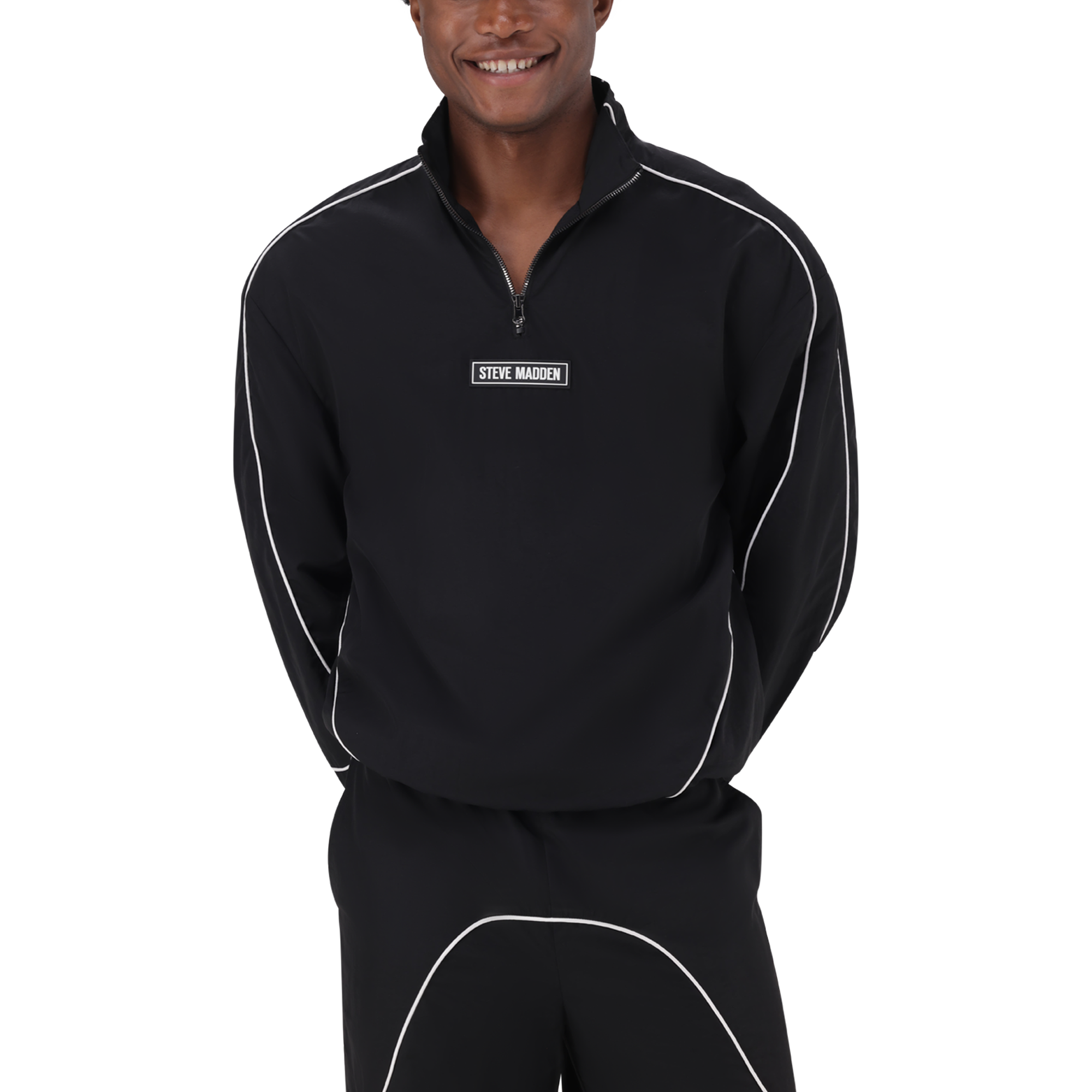 PLATO BLACK WHITE PIPING TRACK TOP