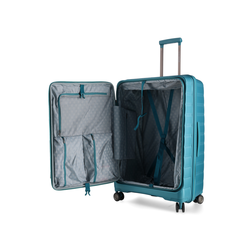 MANHATTAN JET SET TEAL BLUE LUGGAGE SET OF 3 TRAVEL CASES