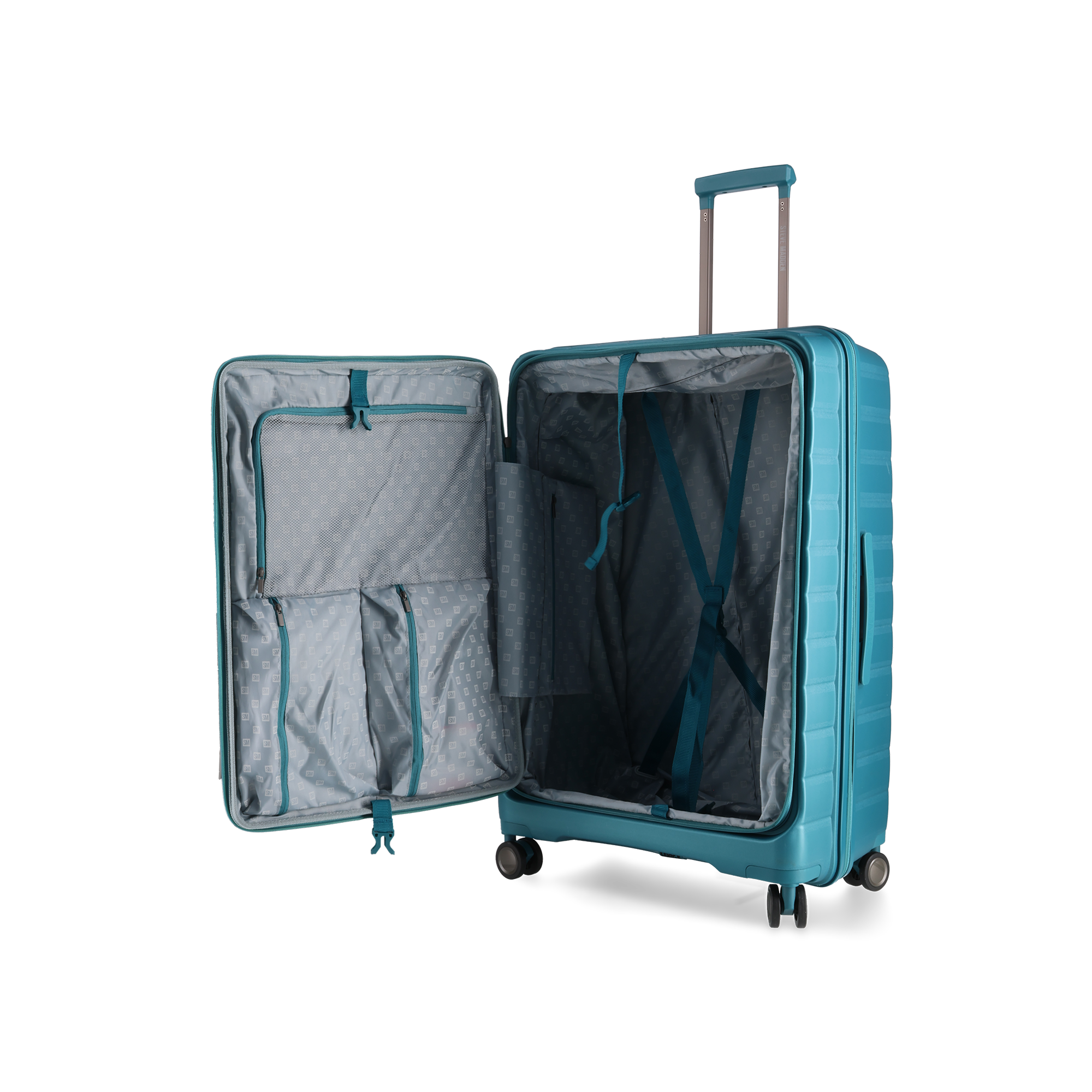 MANHATTAN JET SET TEAL BLUE LUGGAGE SET OF 3 TRAVEL CASES