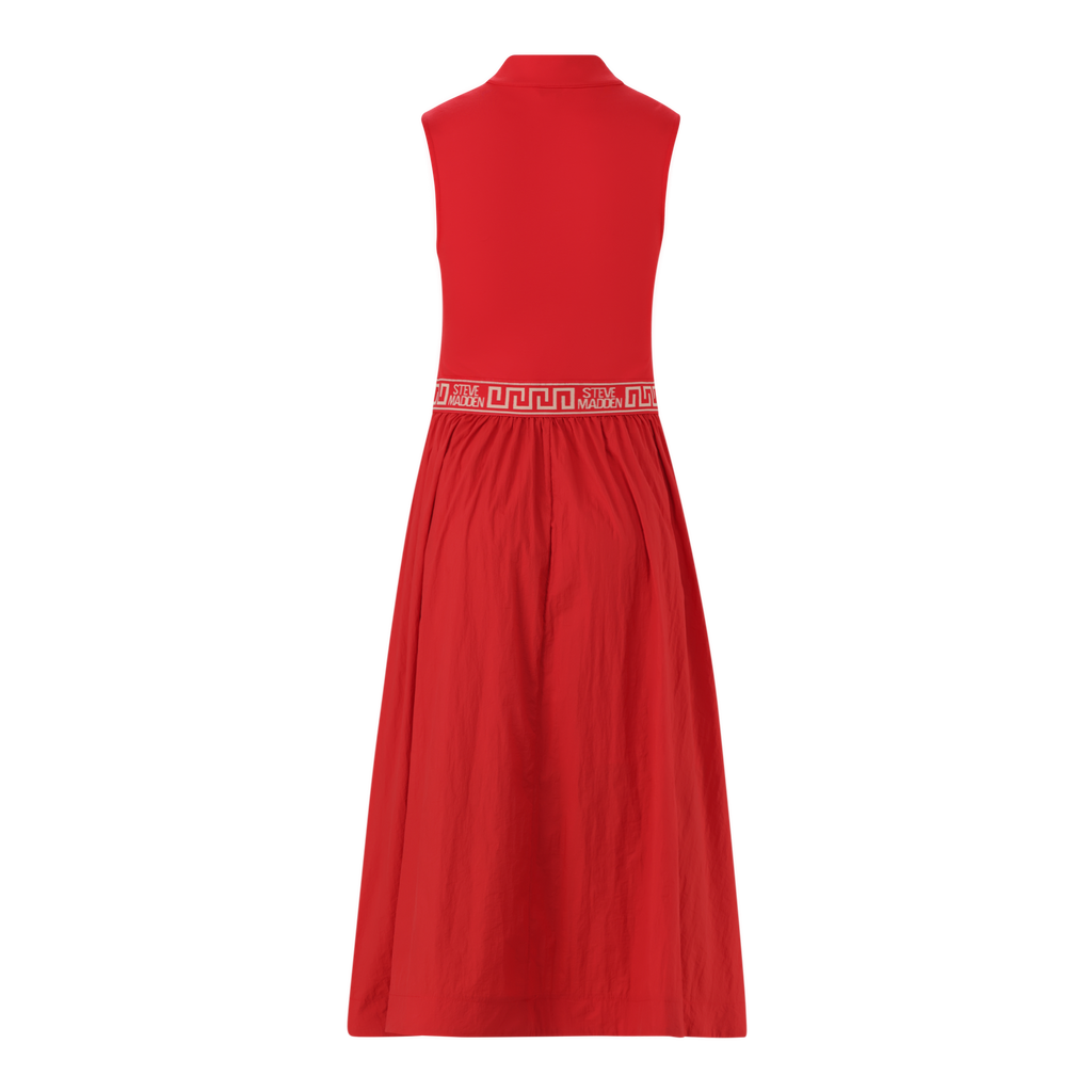 FARAH RED FIT & FLARE QUARTER ZIP DRESS