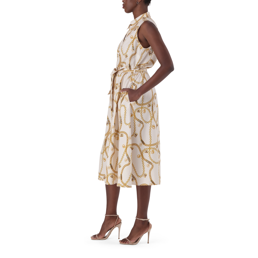 SOLANGE CREAM FIT & FLARE SHIRT DRESS