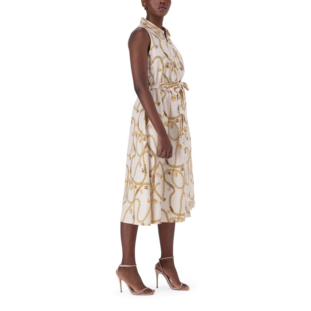 SOLANGE CREAM FIT & FLARE SHIRT DRESS