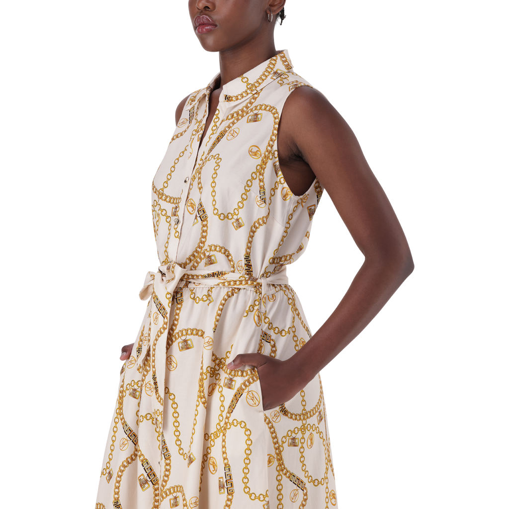 SOLANGE CREAM FIT & FLARE SHIRT DRESS