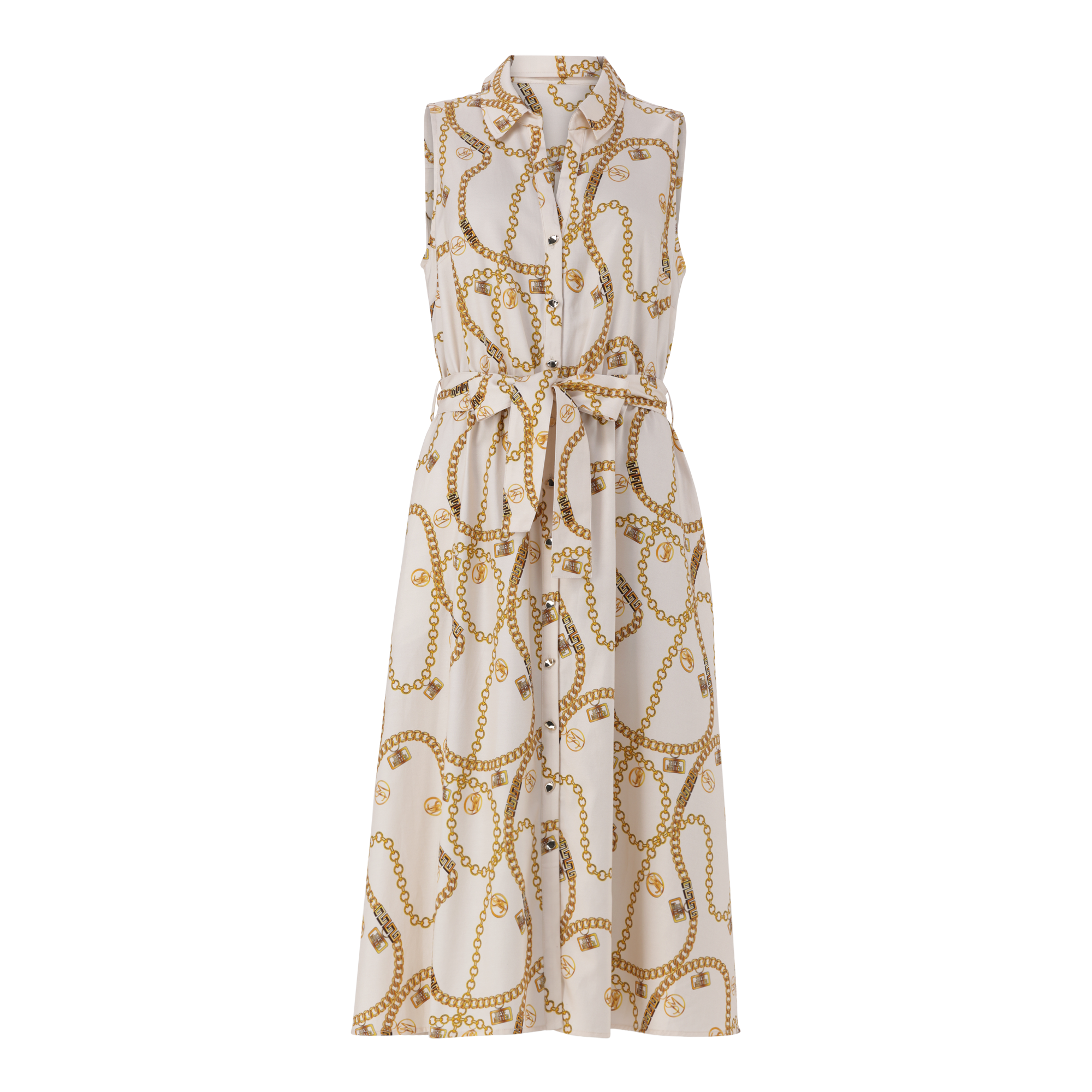 SOLANGE CREAM FIT & FLARE SHIRT DRESS