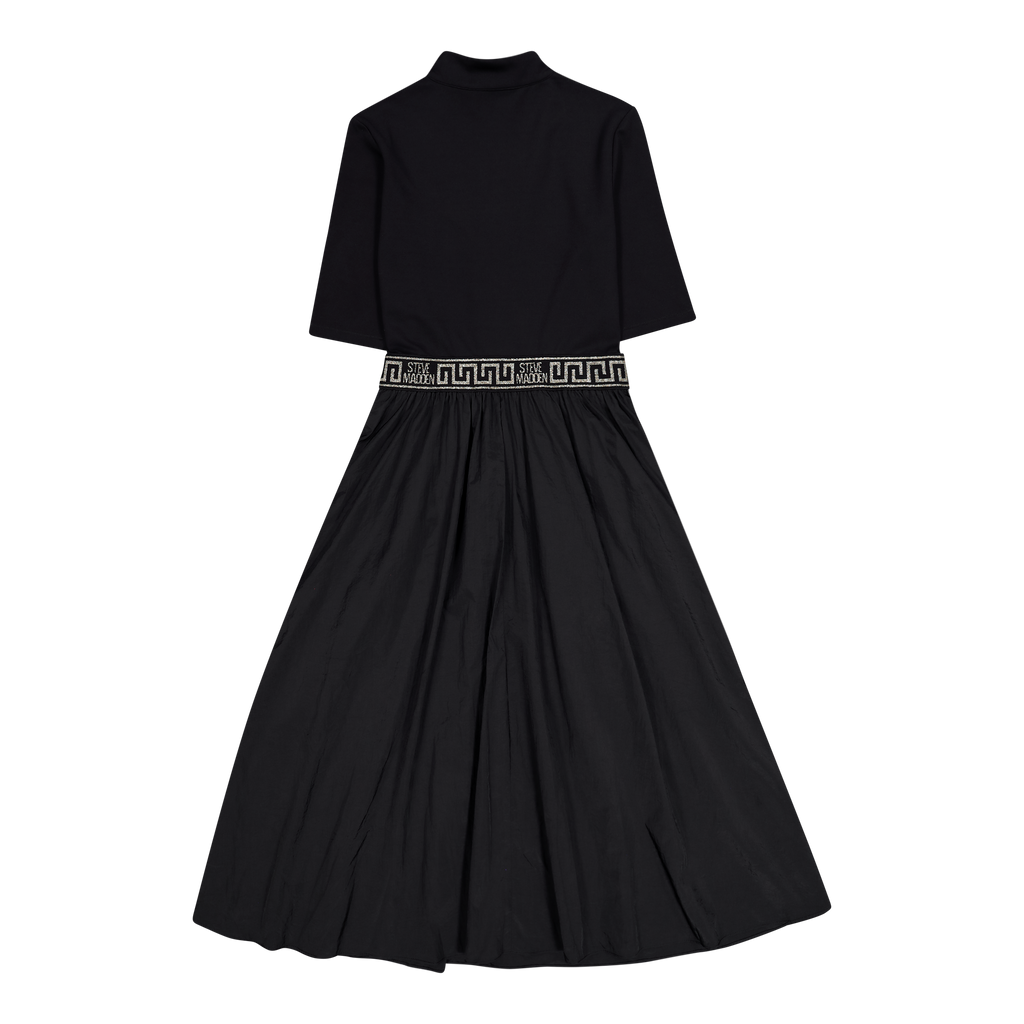 INDIA BLACK FIT & FLARE 1/4 ZIP MIDI DRESS