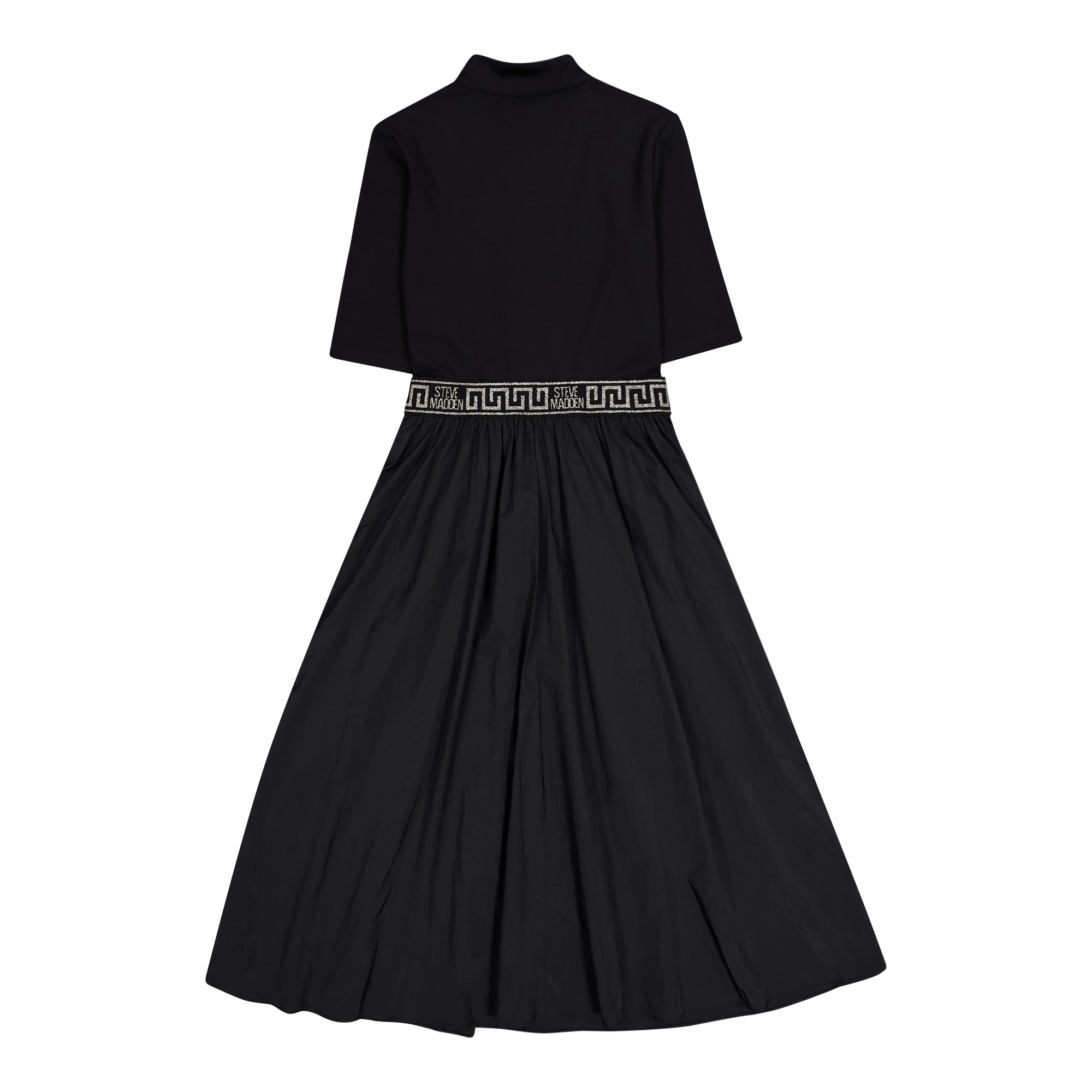 INDIA BLACK FIT & FLARE 1/4 ZIP MIDI DRESS