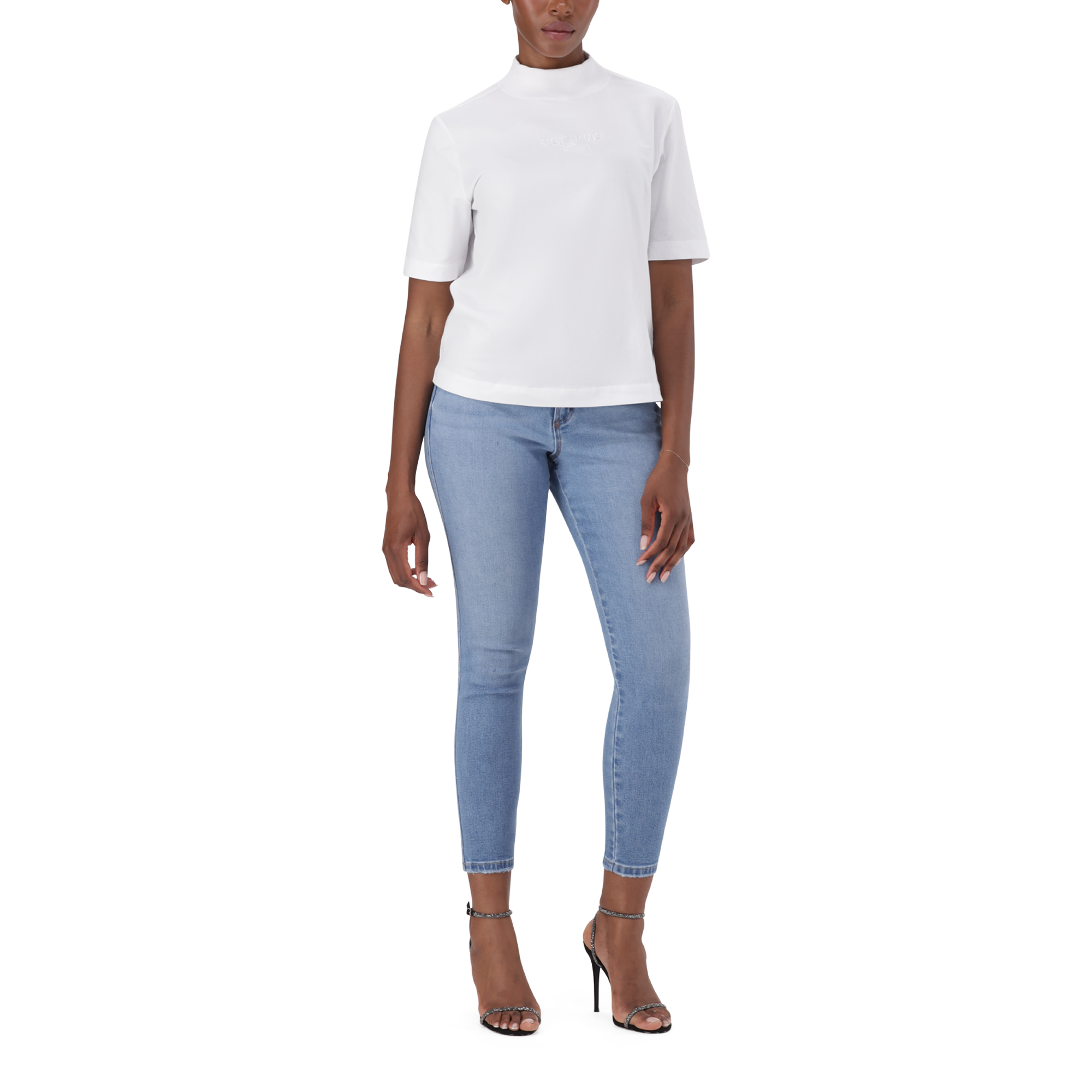 KELLY WHITE HIGH NECK T-SHIRT