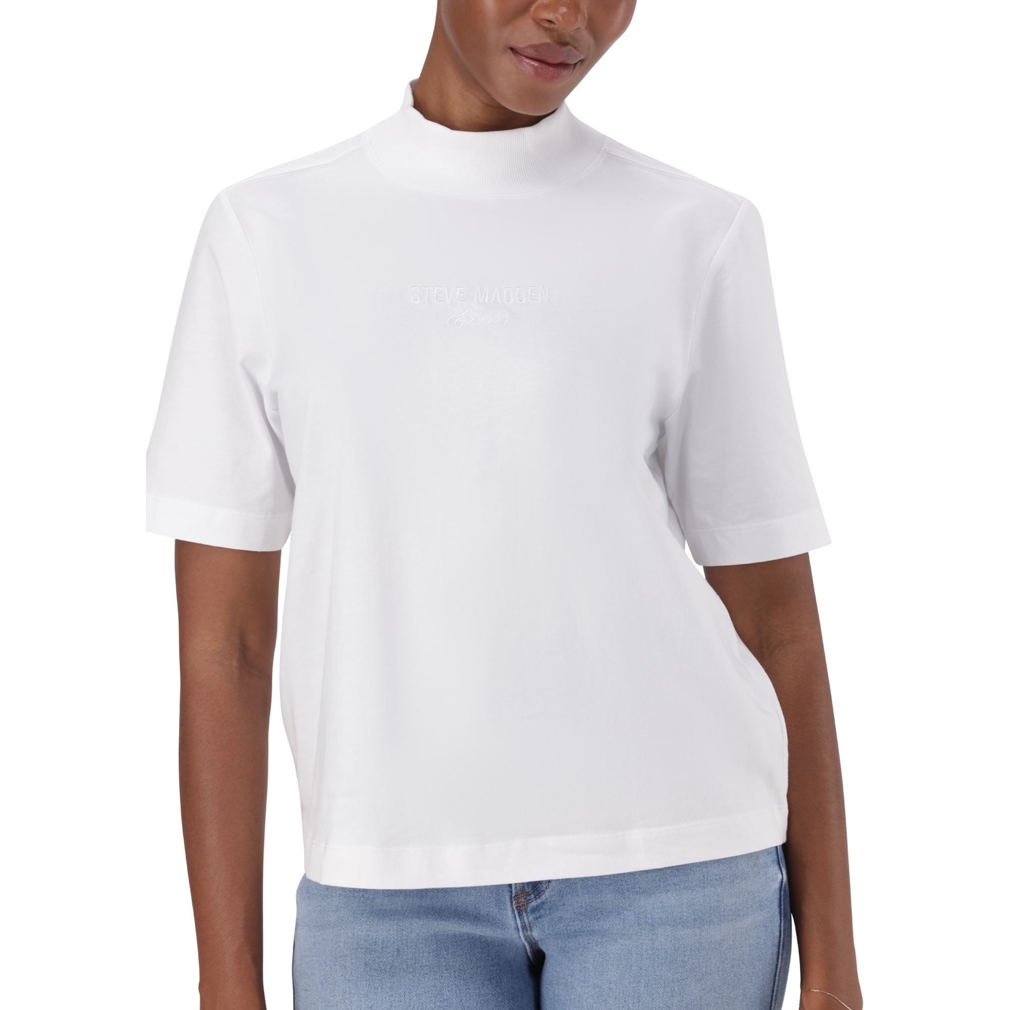 KELLY WHITE HIGH NECK T-SHIRT