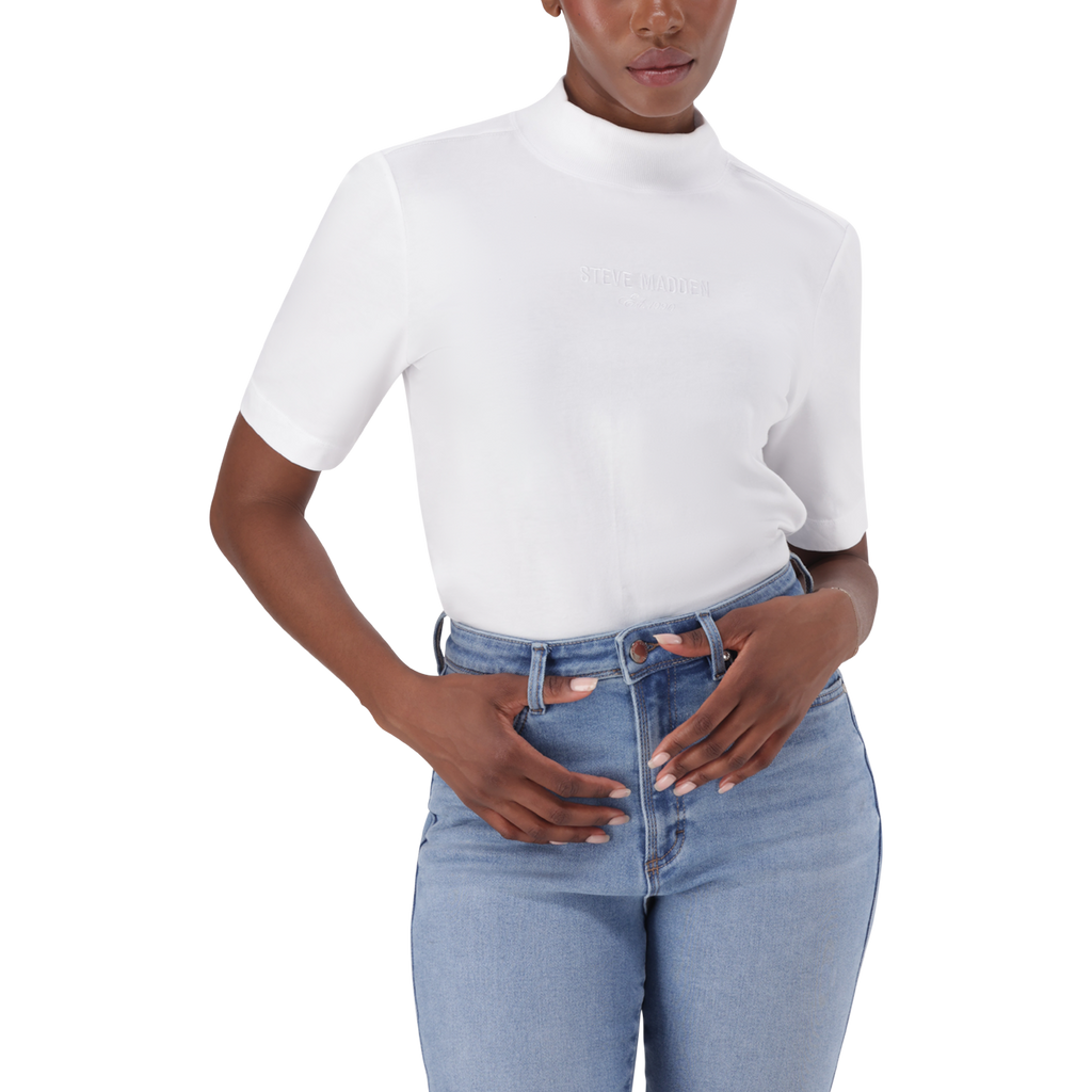 KELLY WHITE HIGH NECK T-SHIRT