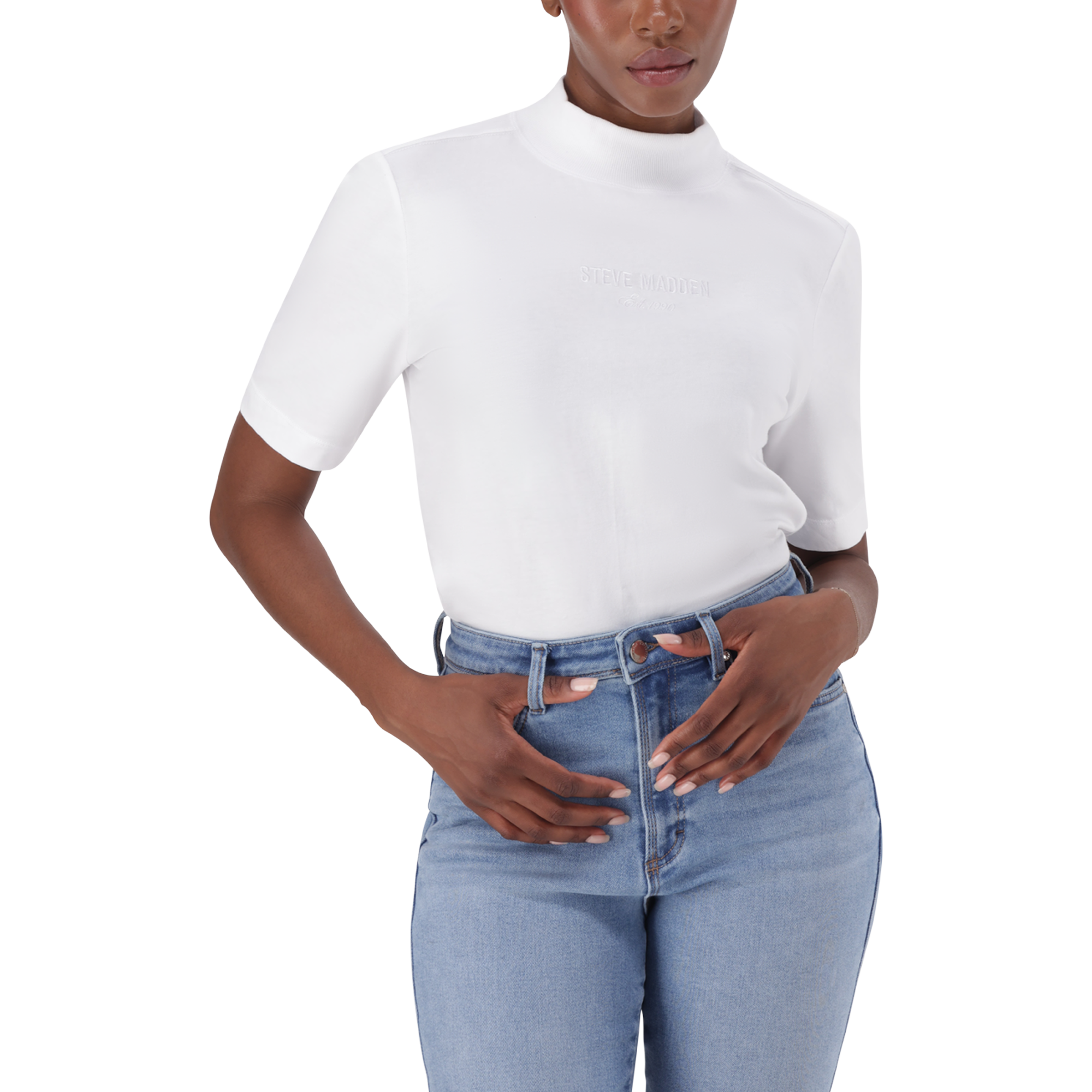 KELLY WHITE HIGH NECK T-SHIRT