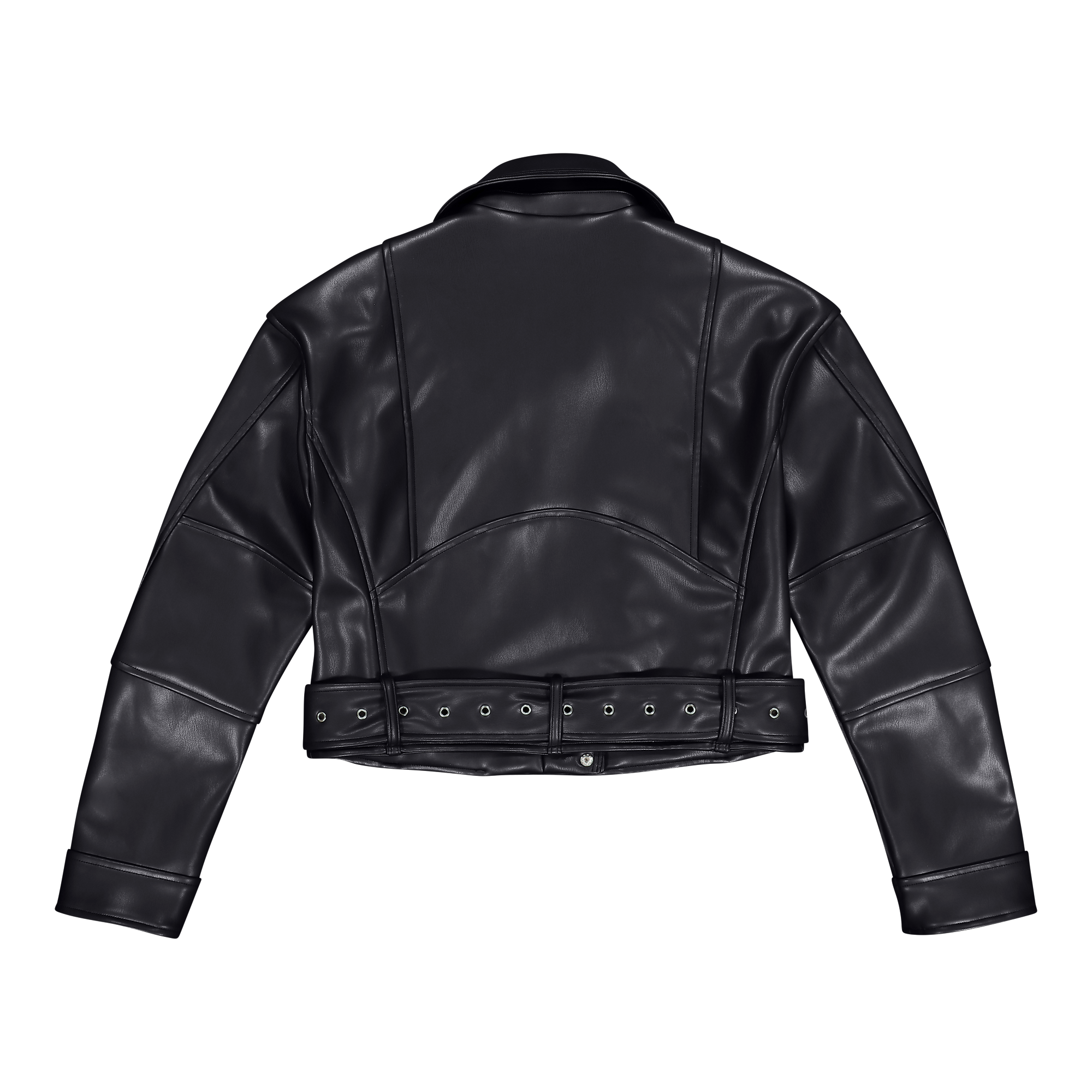 LAURA BLACK VEGAN LEATHER BIKER JACKET