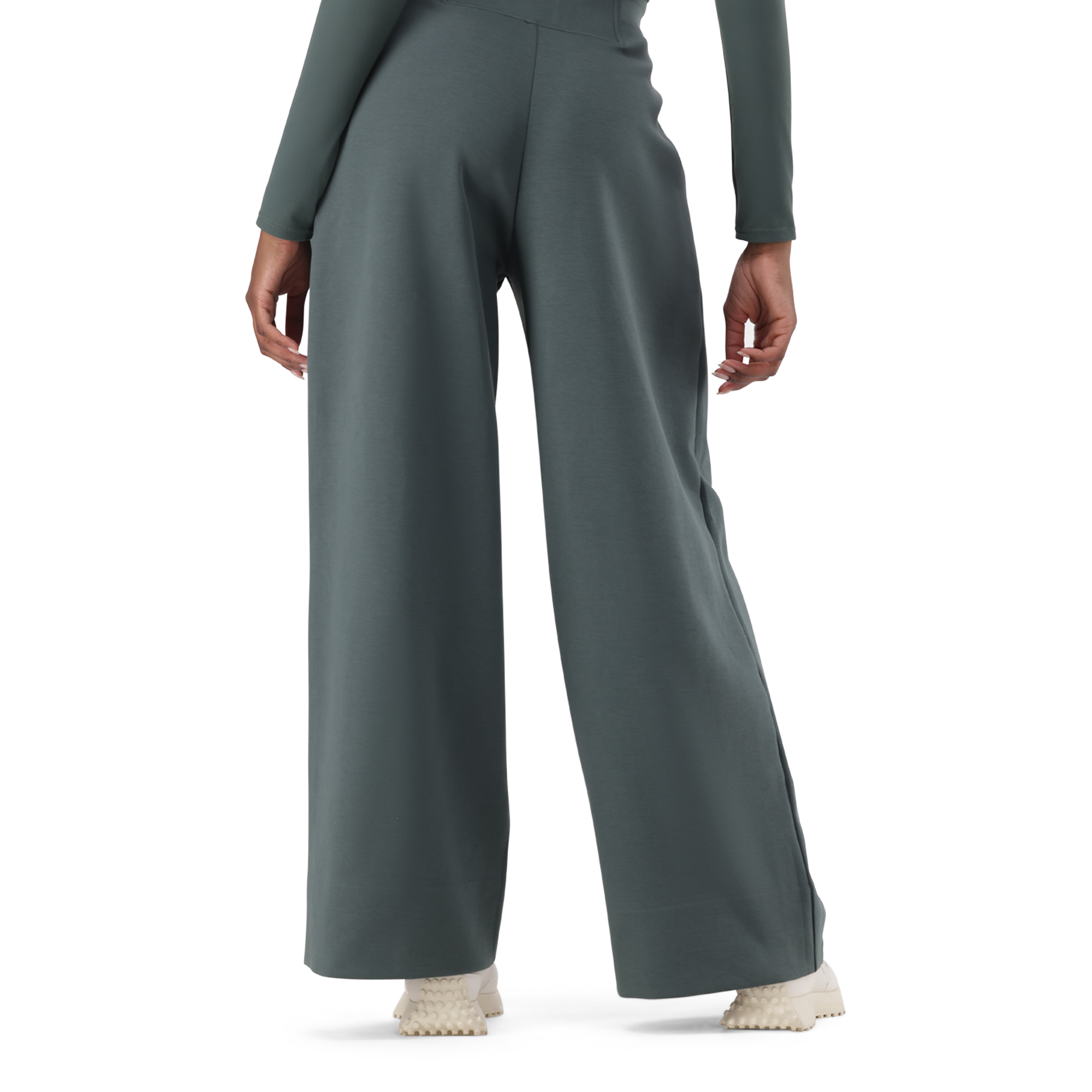 JEMIMA DARK SAGE WIDELEG SCUBA TROUSER