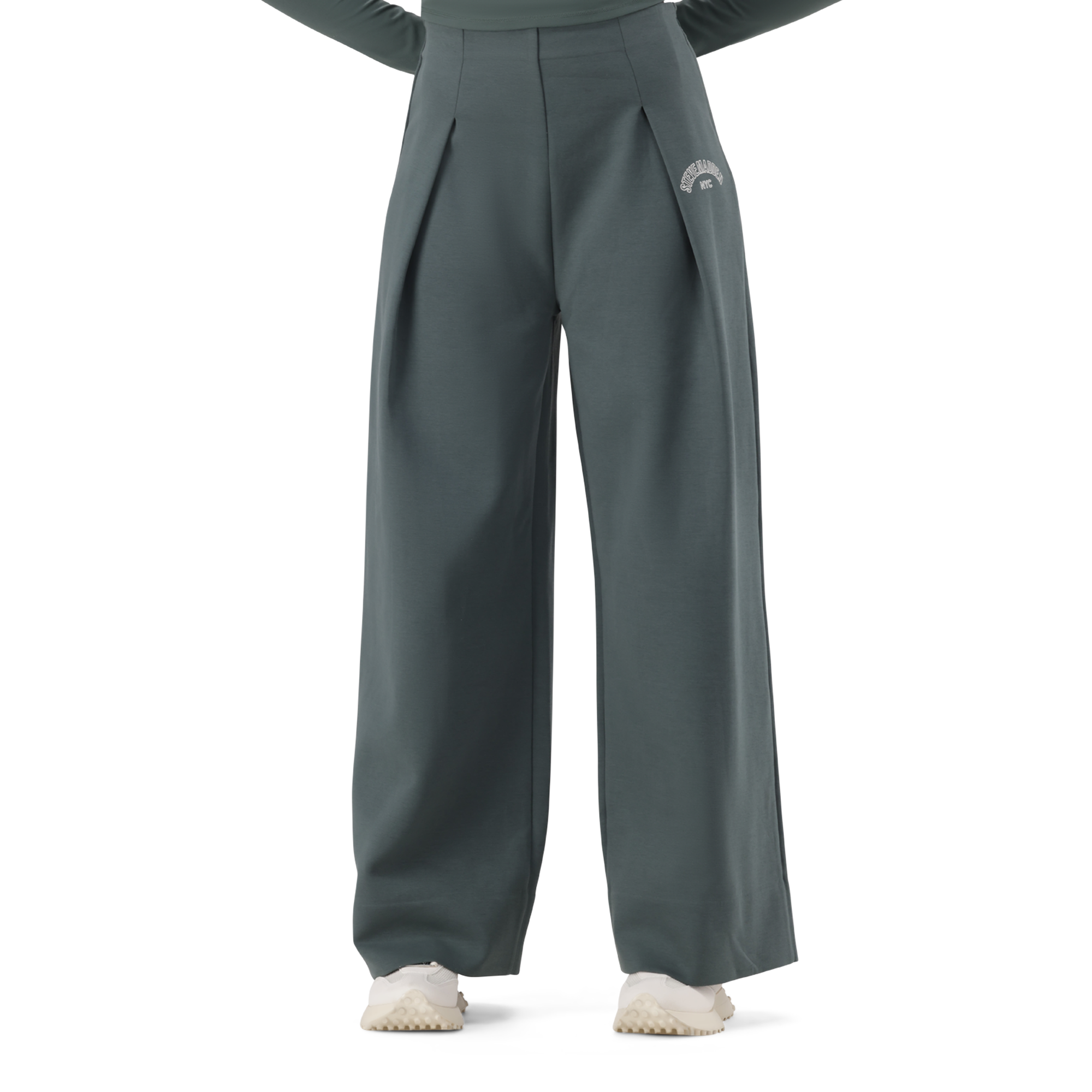 JEMIMA DARK SAGE WIDELEG SCUBA TROUSER