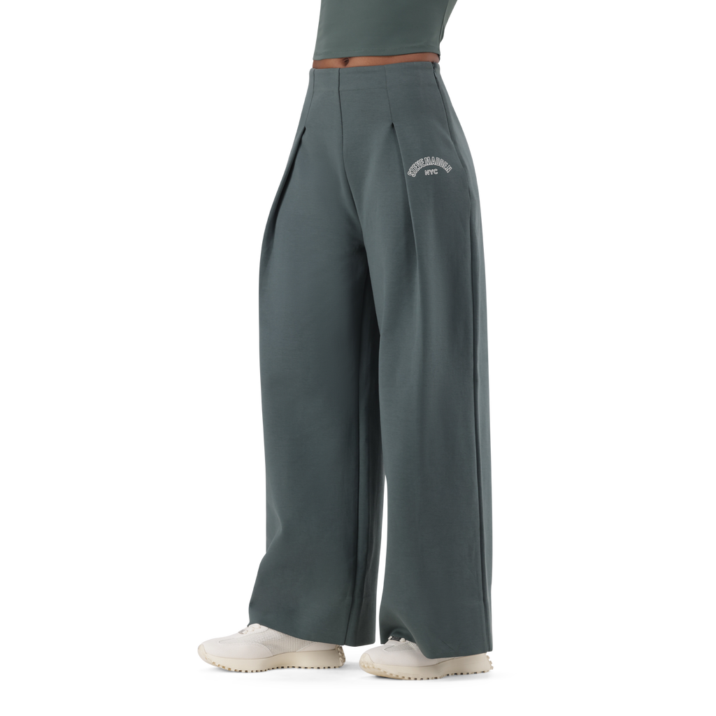 JEMIMA DARK SAGE WIDELEG SCUBA TROUSER