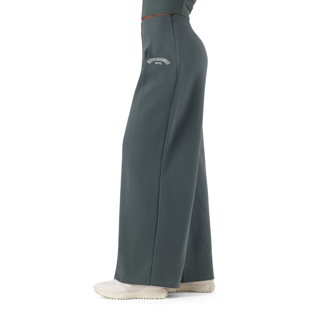 JEMIMA DARK SAGE WIDELEG SCUBA TROUSER