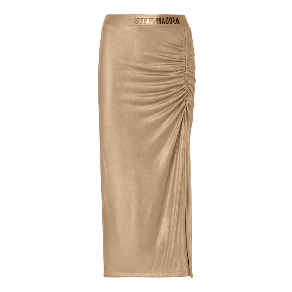 OPAL GOLD METALLIC BODYCON MIDI SKIRT