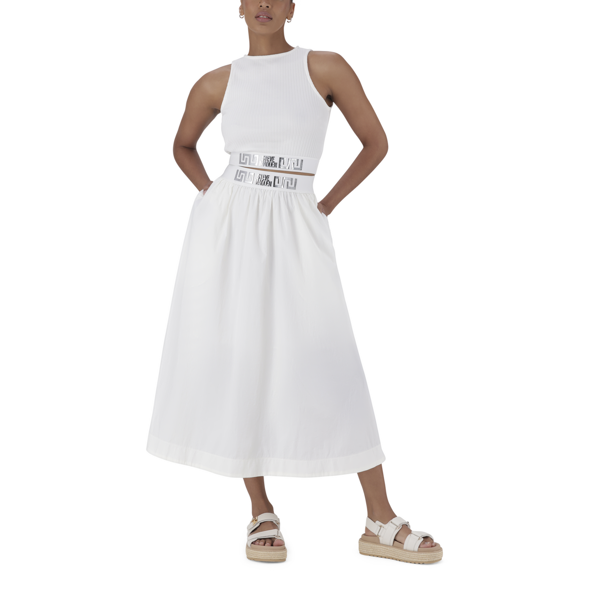 FAE WHITE FLARE SKIRT