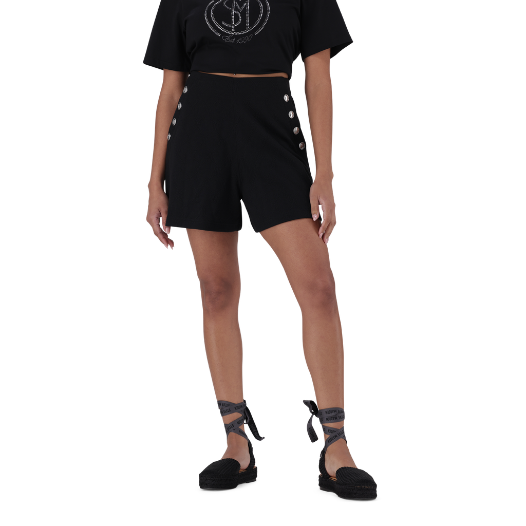 HOLLY BLACK HIGH WAISTED SHORTS WITH POPPERS
