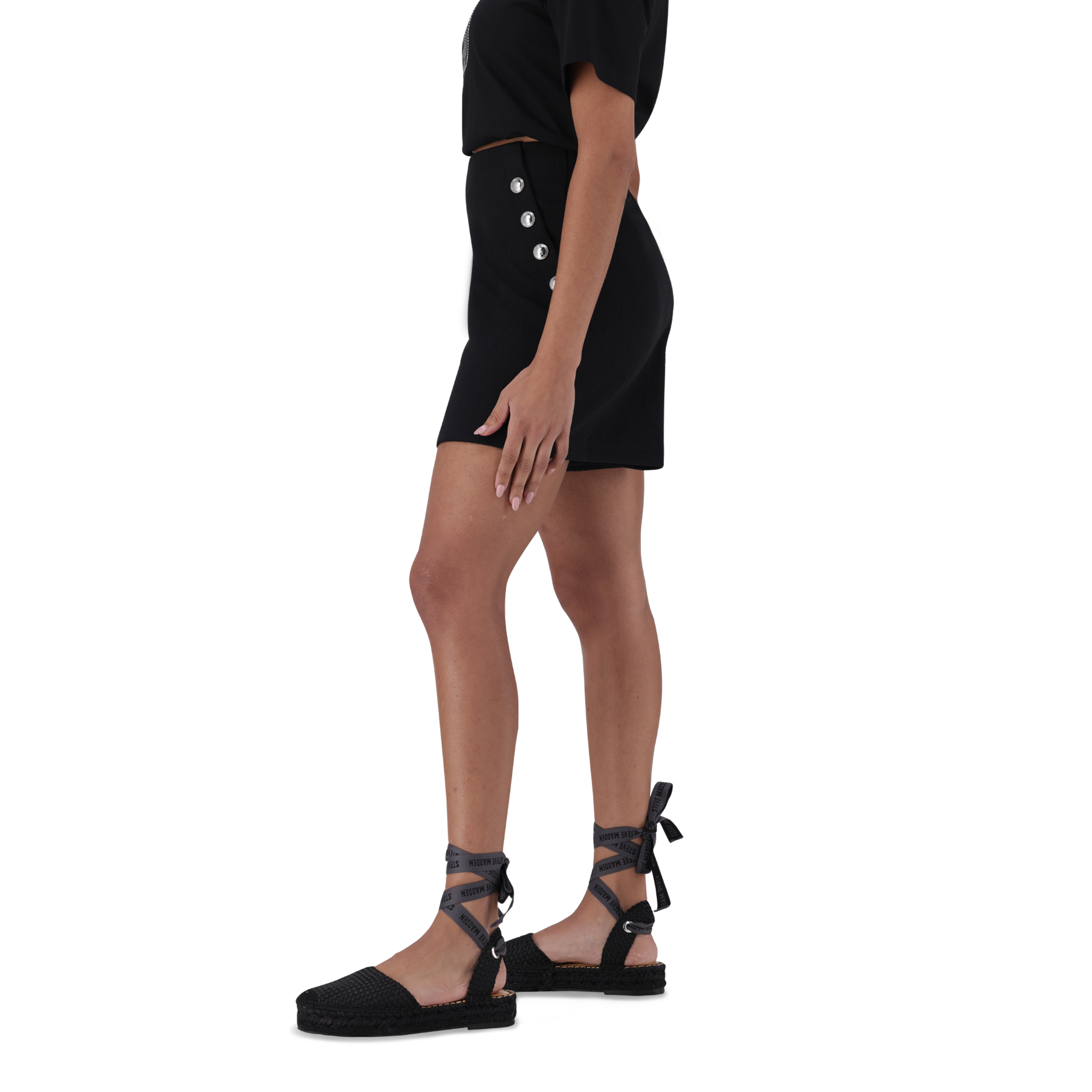 HOLLY BLACK HIGH WAISTED SHORTS WITH POPPERS