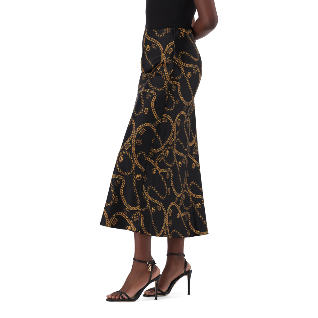 ASHA BLACK BIAS MIDAXI SKIRT