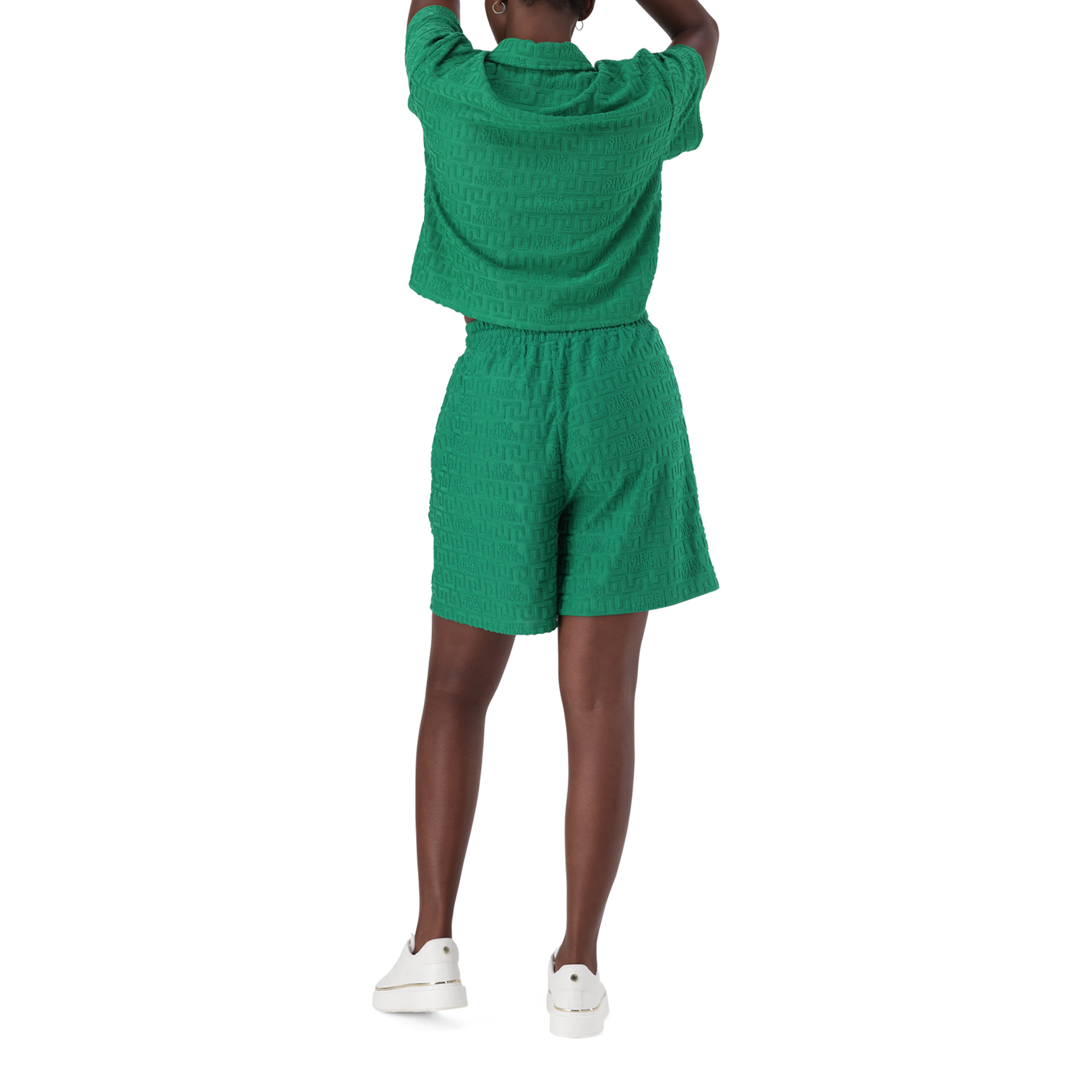 BELLA EMERALD EMBOSSED LOGO JOGGER SHORTS