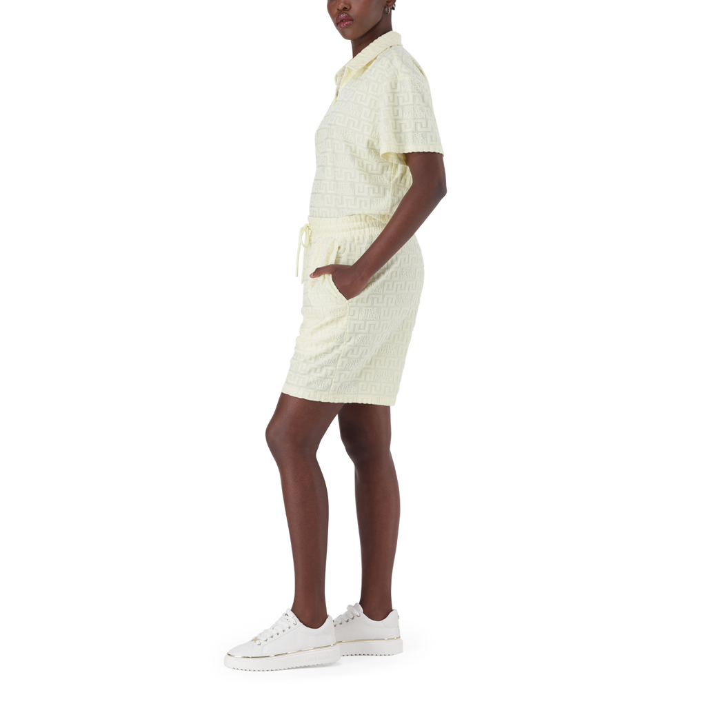 BELLA LEMON EMBOSSED LOGO JOGGER SHORTS