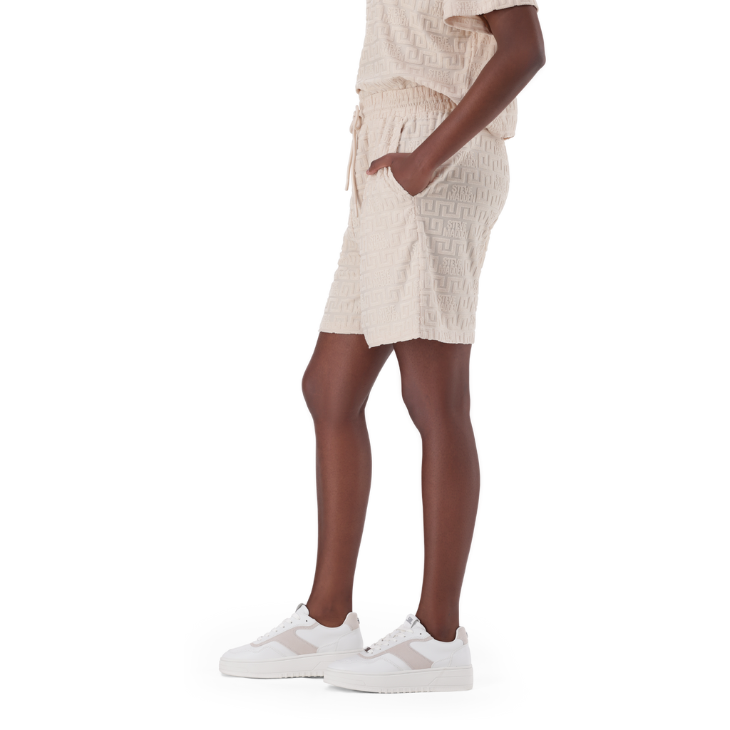 BELLA STONE EMBOSSED LOGO JOGGER SHORTS