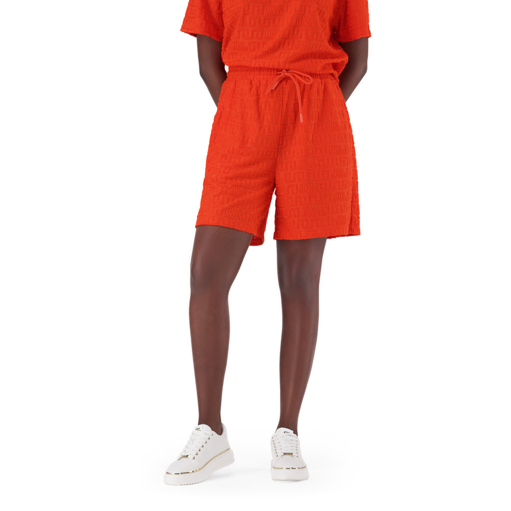BELLA TANGERINE EMBOSSED LOGO JOGGER SHORTS