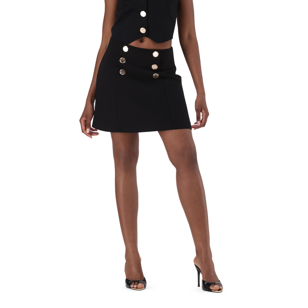 LISA BLACK SHORT SKIRT WITH BUTTONS