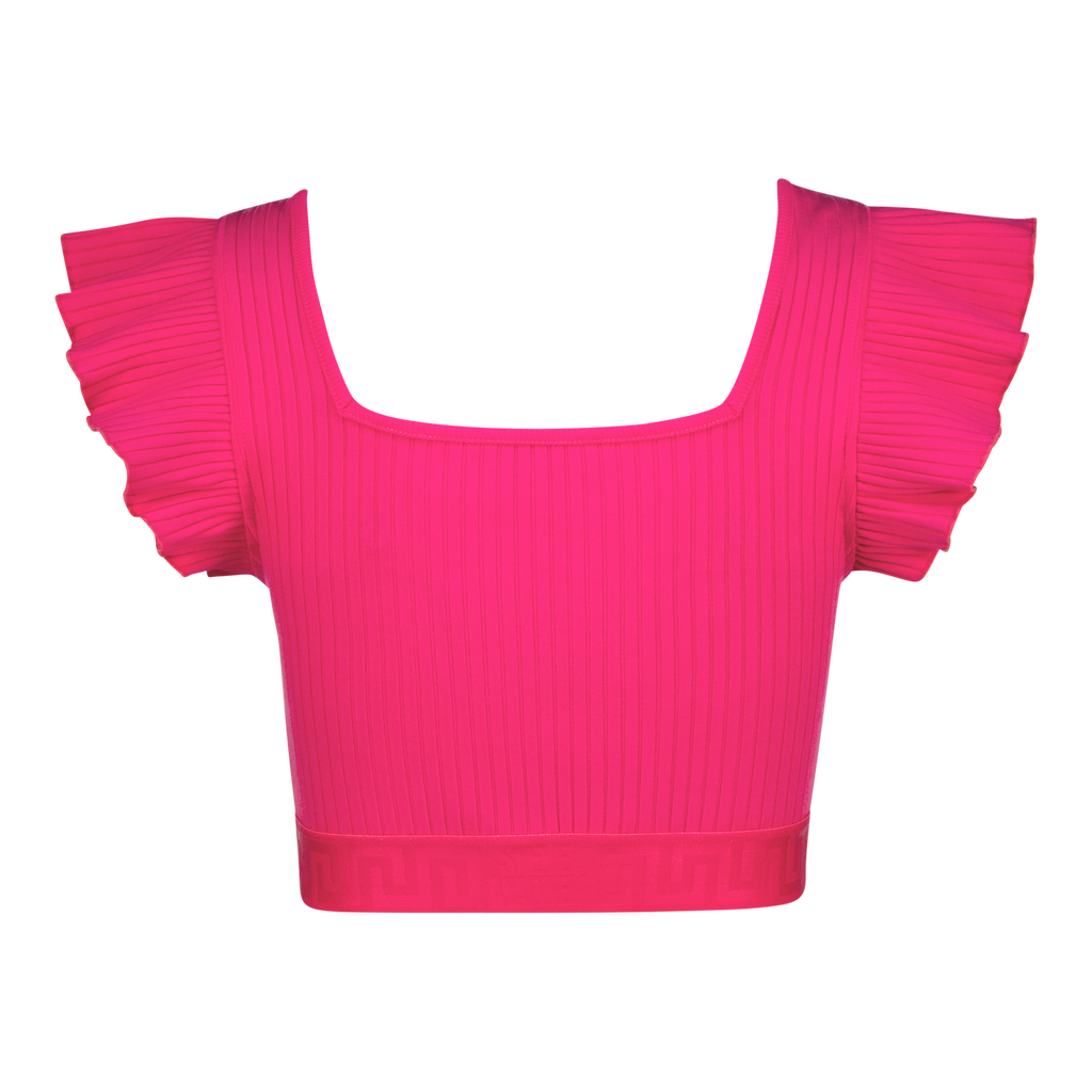 MAREN HOT PINK RUFFLE CROPPED TOP