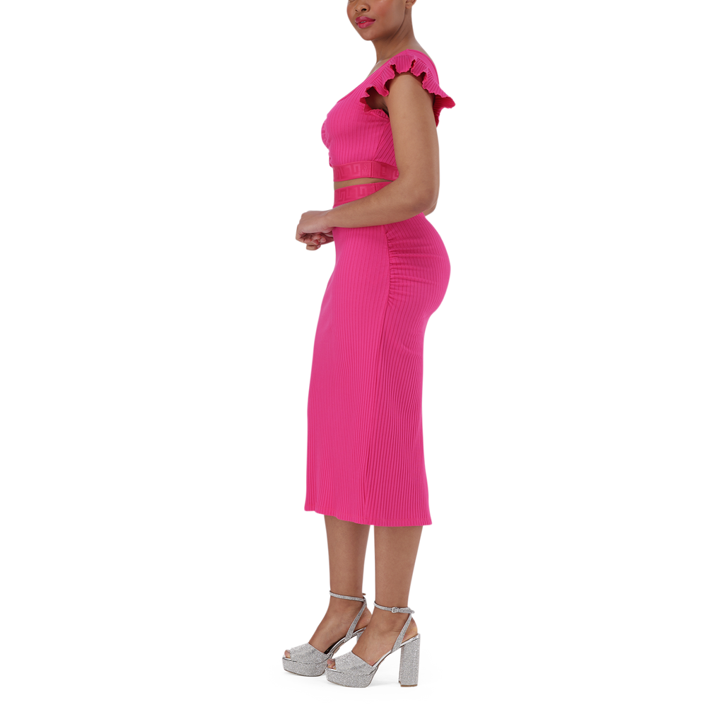 MAREN HOT PINK RUFFLE CROPPED TOP