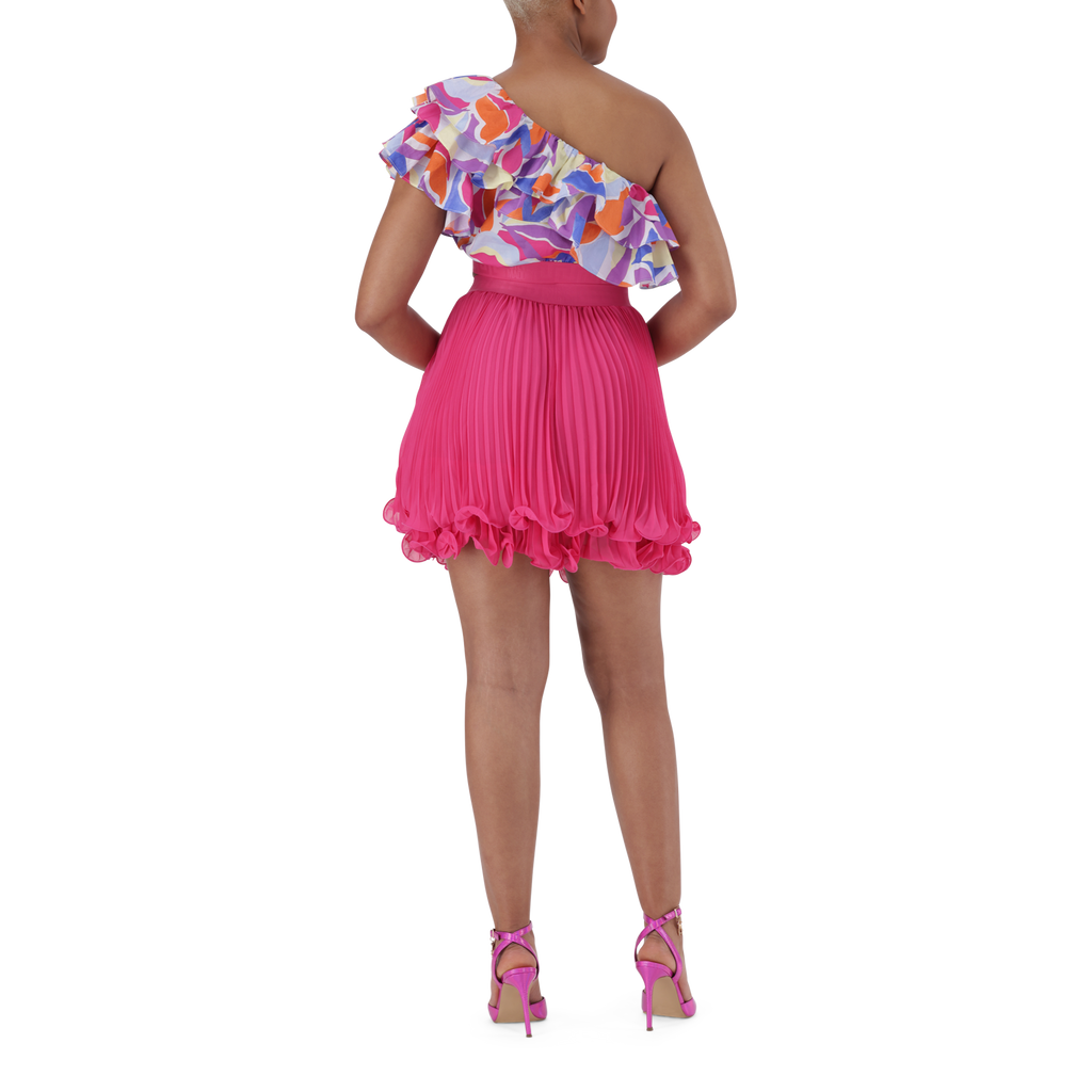 EMMY MULTI RUFFLE SLEEVE CROPPED TOP