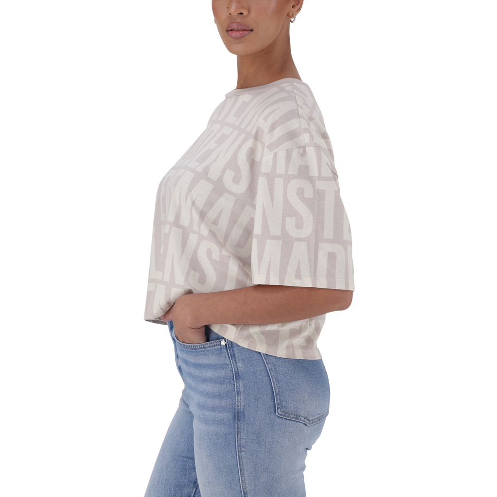 ABBY STONE/CAMEL CROPPED BOXY T-SHIRT