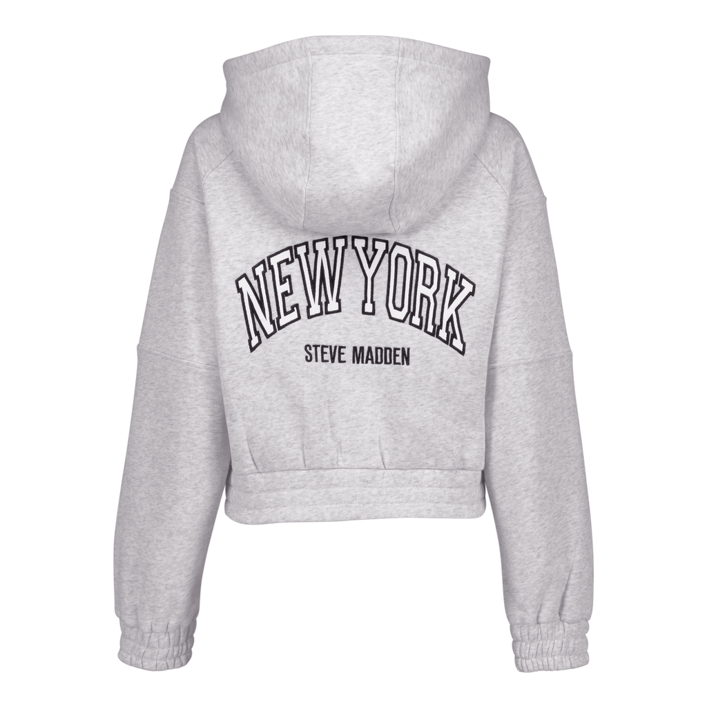 NOLA GREY MELANGE FLEECE HOODED SWEAT