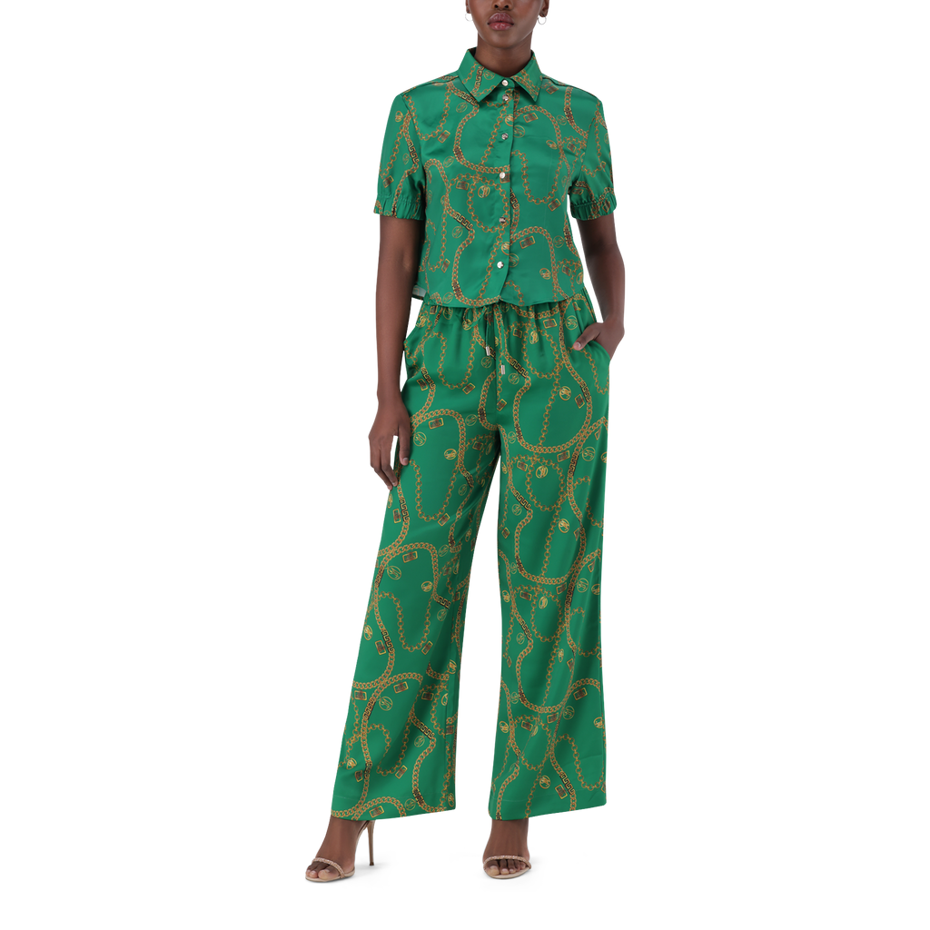 ZURI GREEN CROPPED SHORT SLEEVE SHIRT