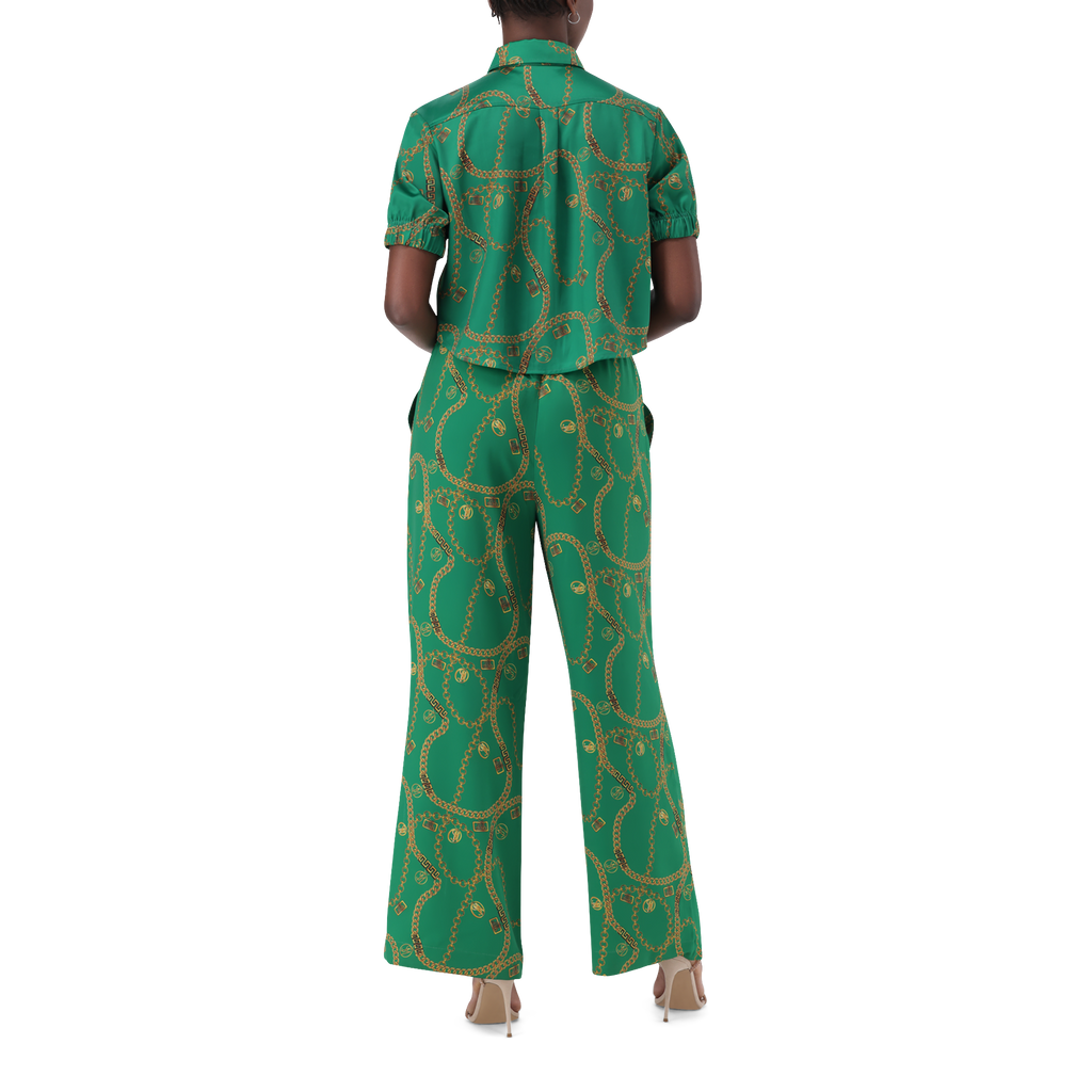 ZURI GREEN CROPPED SHORT SLEEVE SHIRT